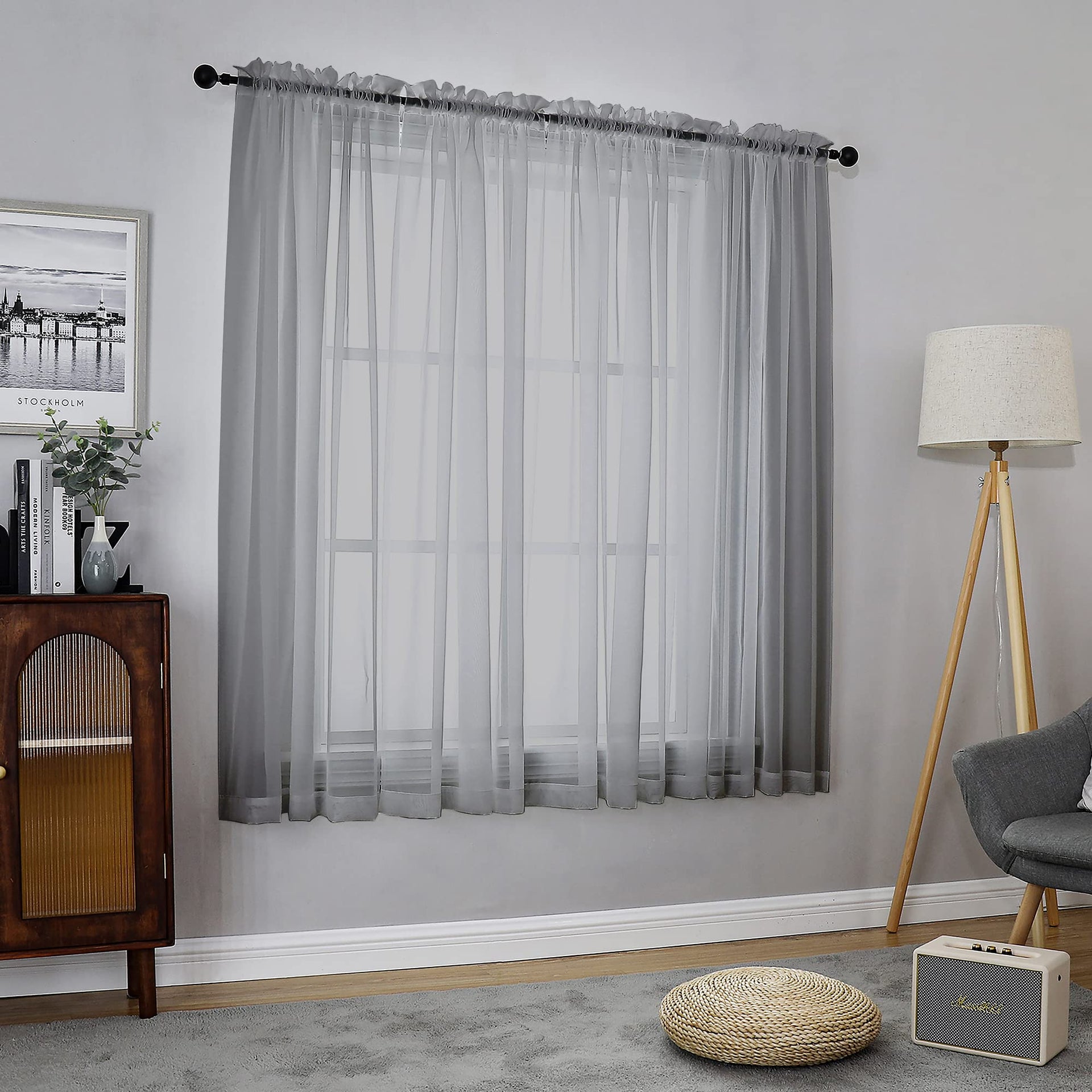 Sheer Curtains 63 Inch Length 2 Panels