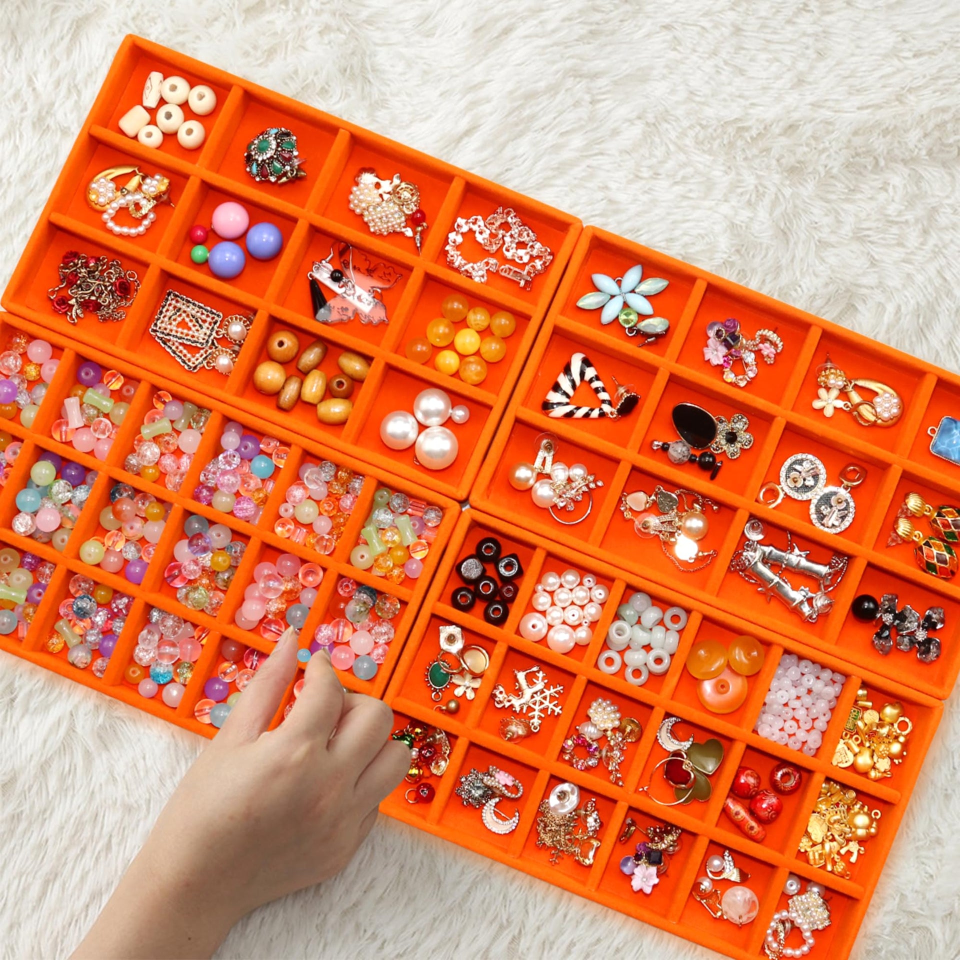 Jewelry Organizer Tray Stackable Velvet Jewelry Trays Drawer Inserts Earring Ring Necklace Organizer Display Case (8 Count)