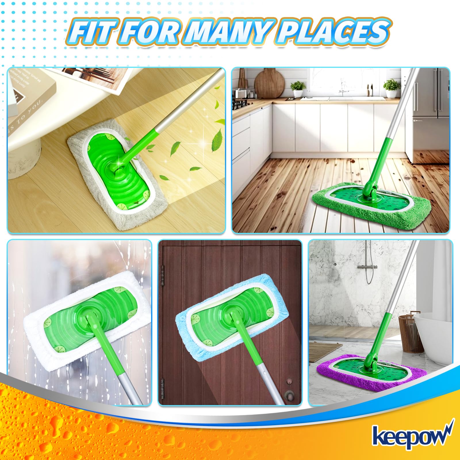 10 Pack Reusable Mop Pads Compatible with Swiffer Sweeper (10 Count)