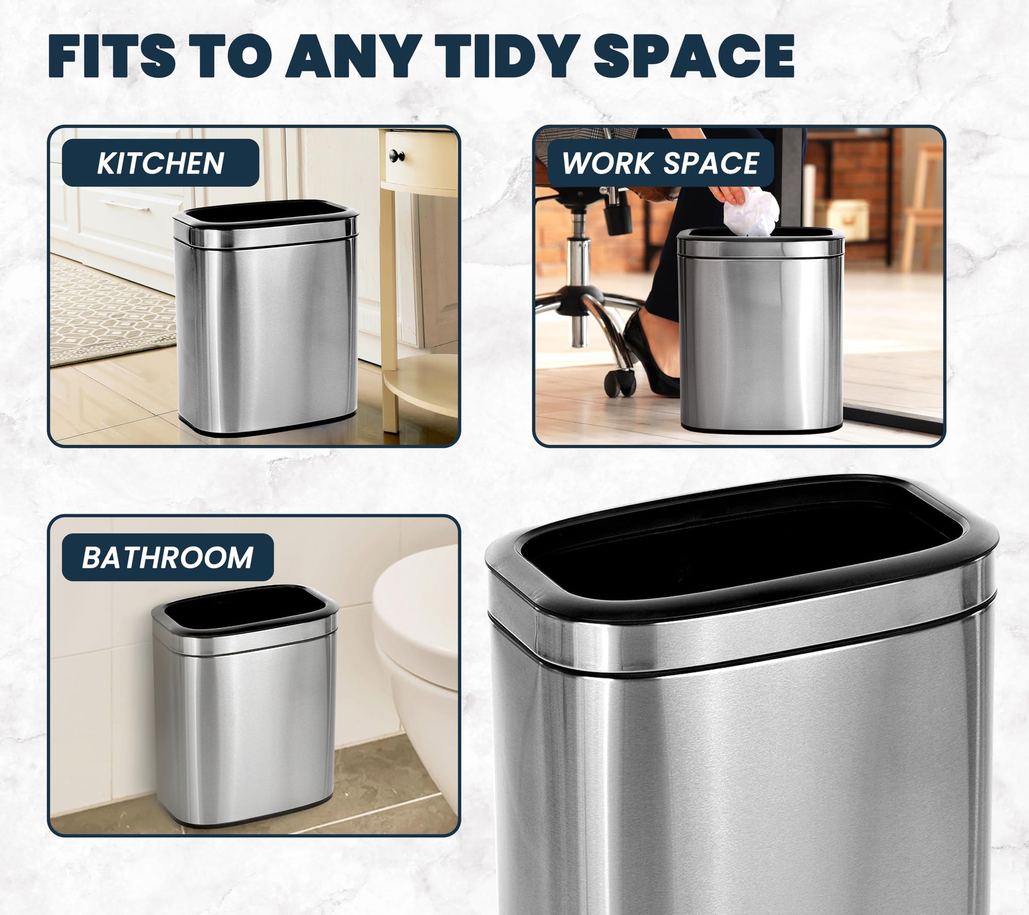 Stainless Steel Open Top Trash Can 5 Gallon