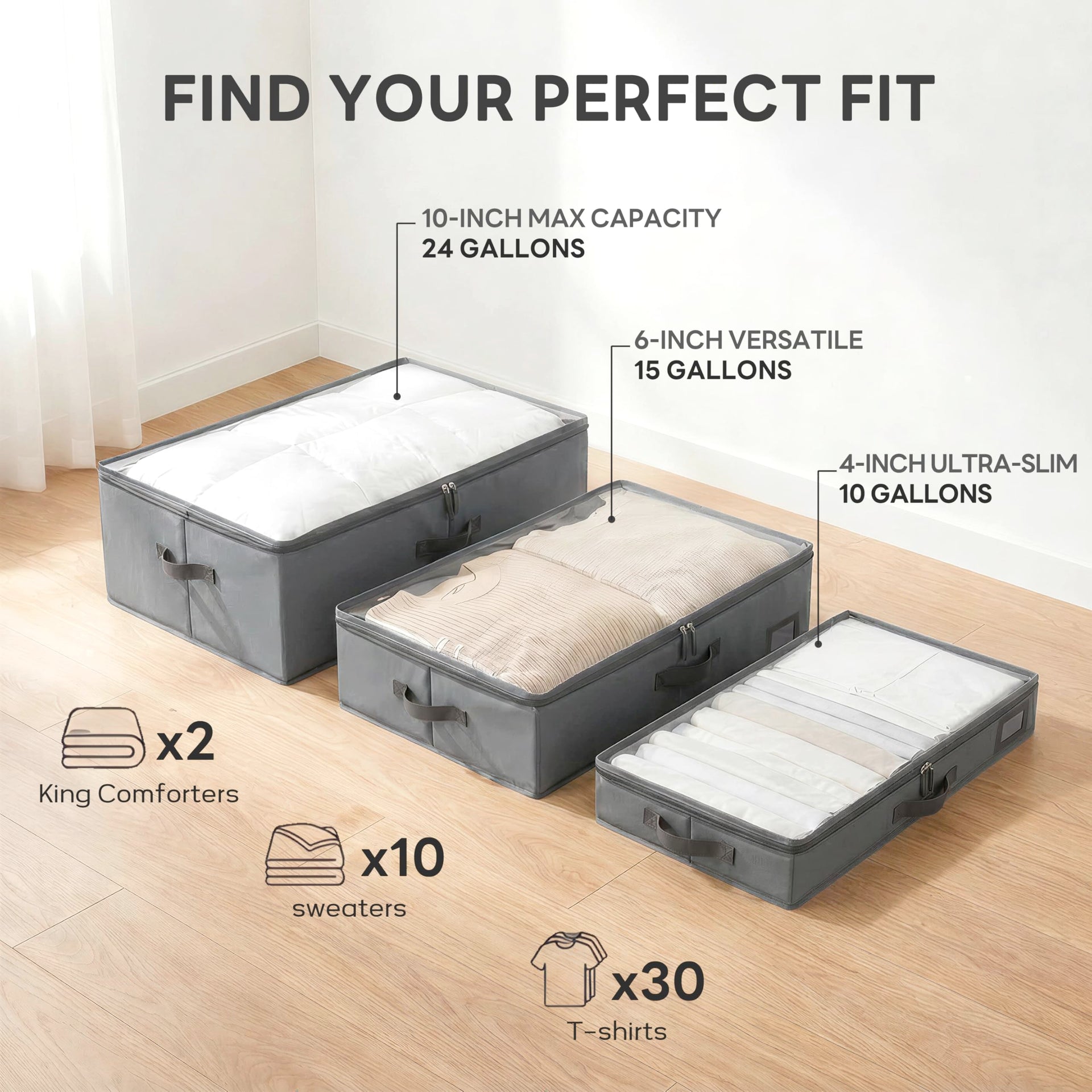 10" High Capacity Under Bed Storage Bins (2 Count)