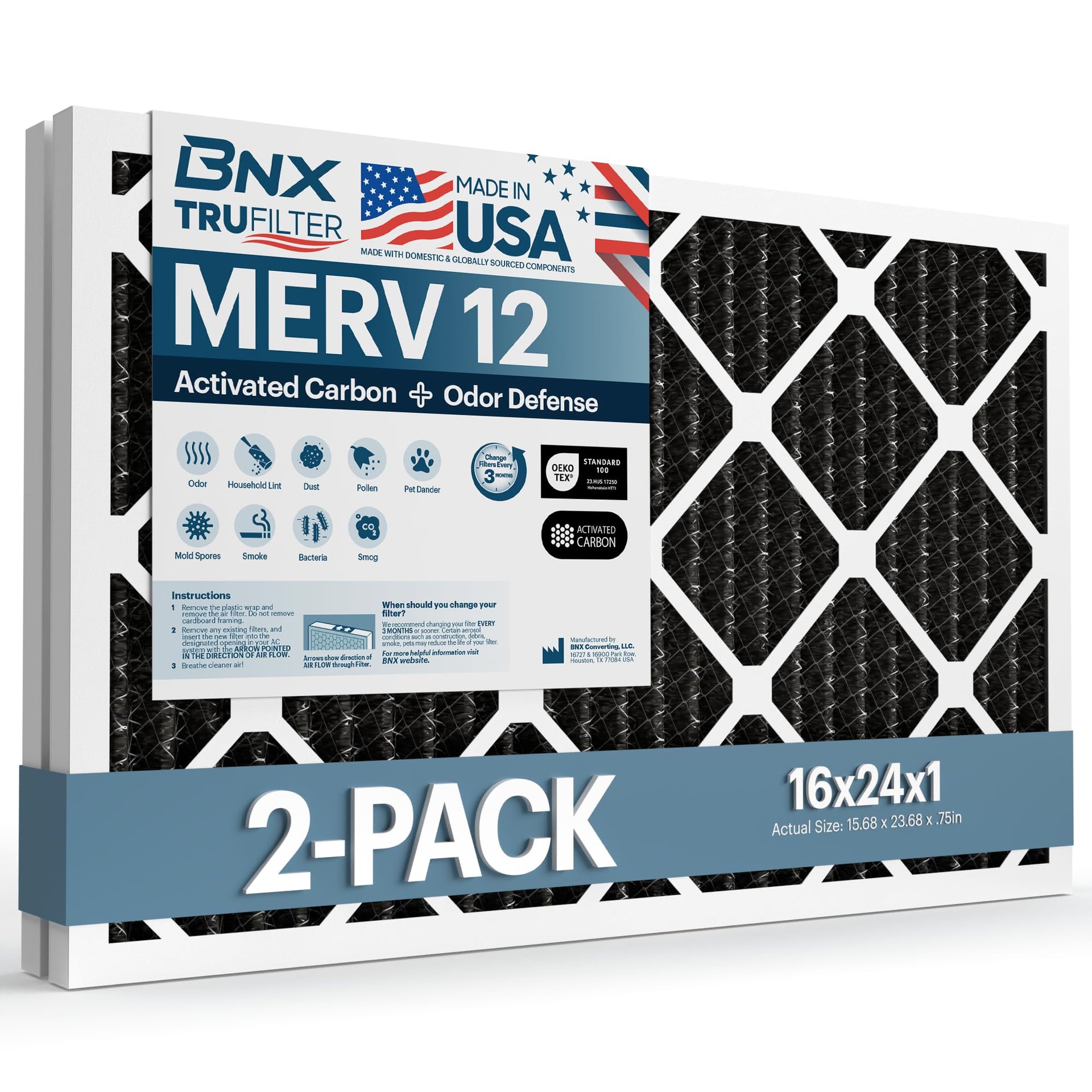 TruFilter 16x24x1 MERV 12 Odor Defense (2 Count)