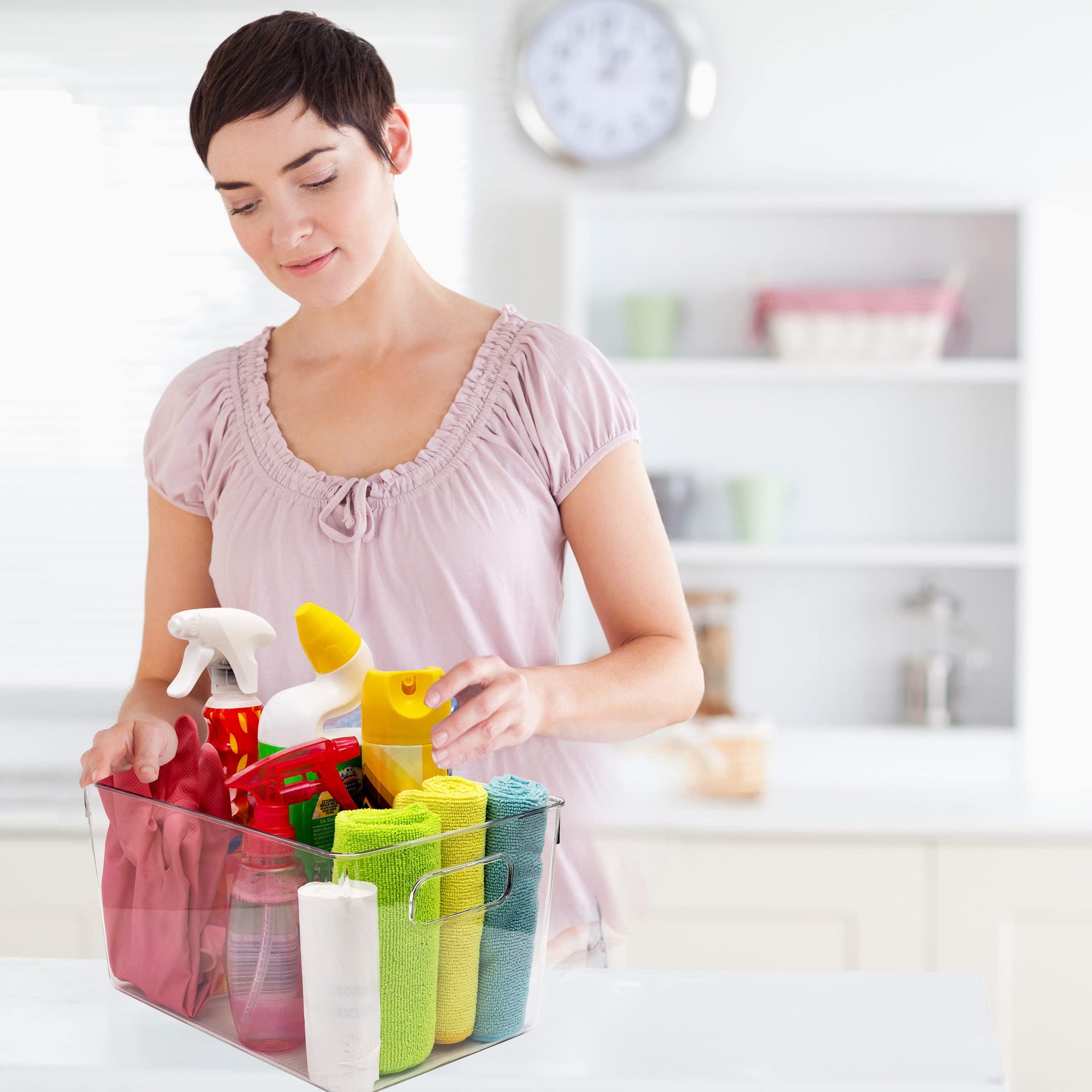 Clear Plastic Storage Bins (6 Count)