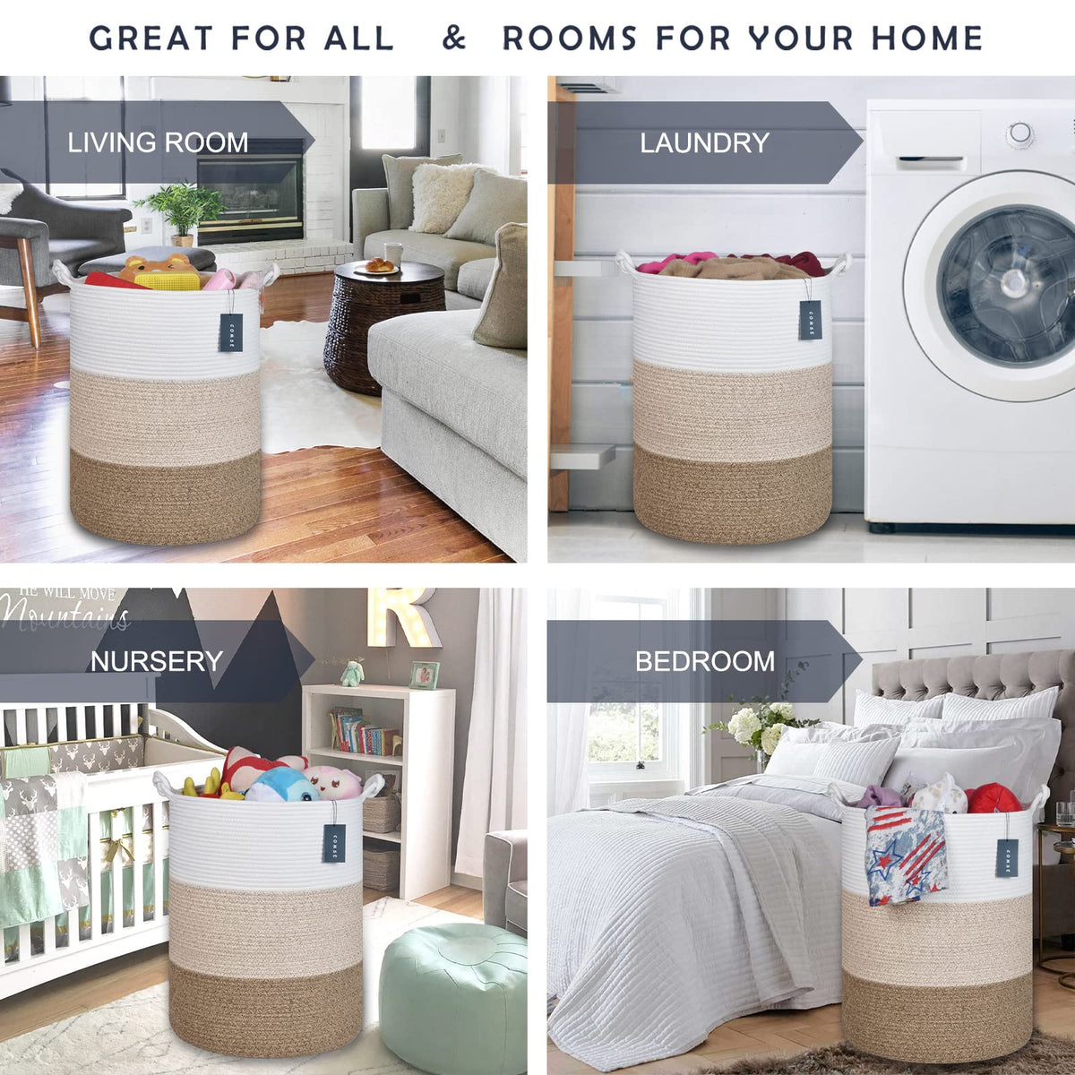 Tall Woven Blanket & Laundry Basket