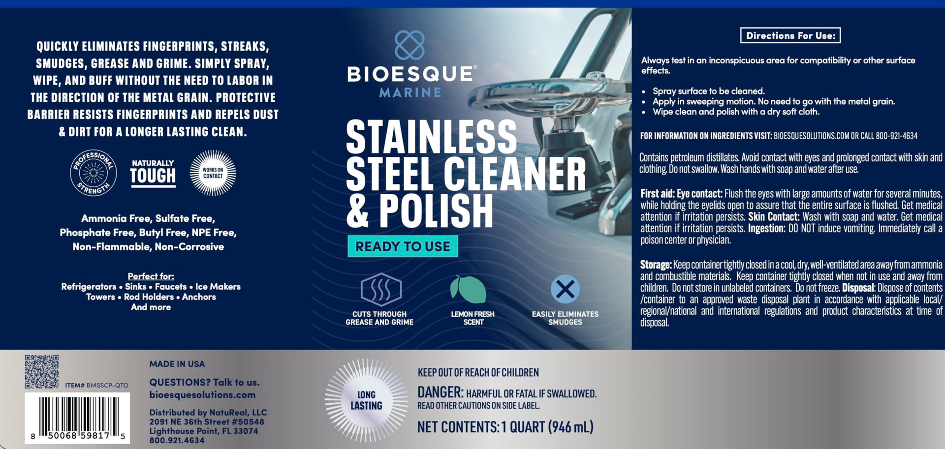 Marine Stainless Steel Cleaner & Polish (32 Fl Oz) - ModHome Supplies