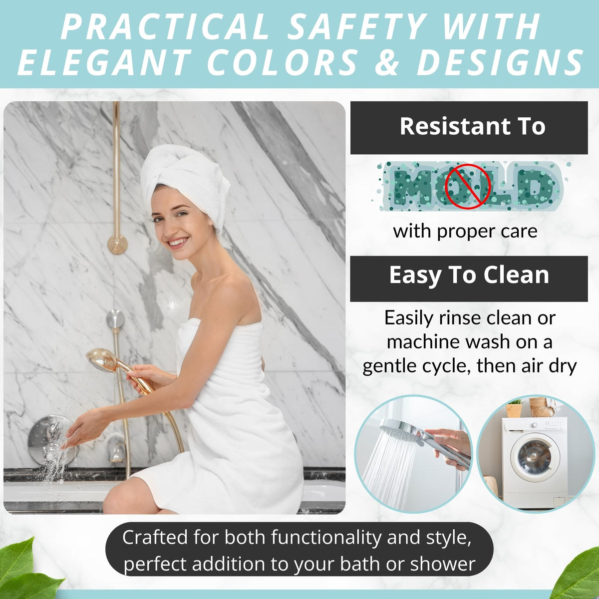 Non Slip Bath & Shower Mat 40x16 Extra Long