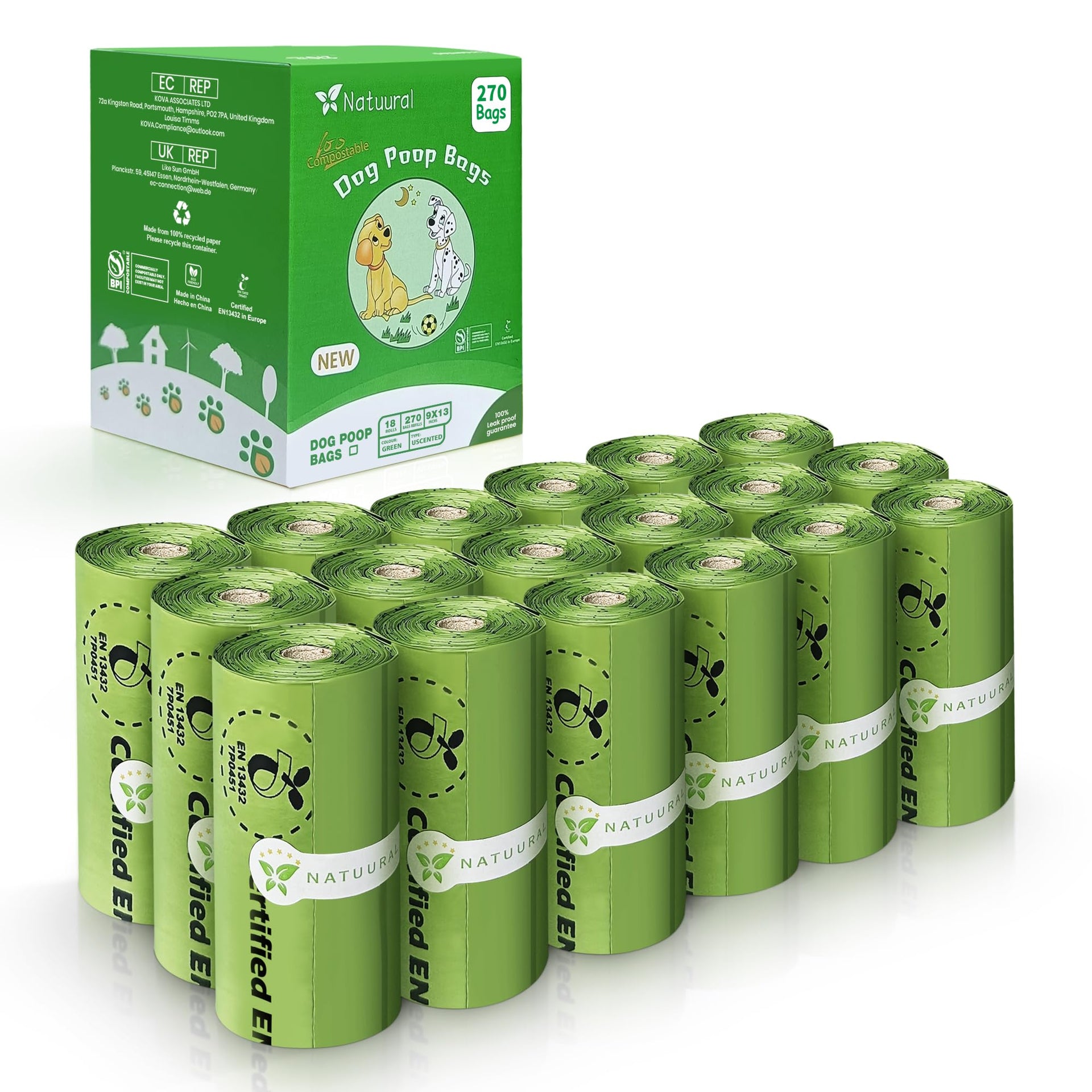 Certified Compostable Dog Poop Bags (270 Count)