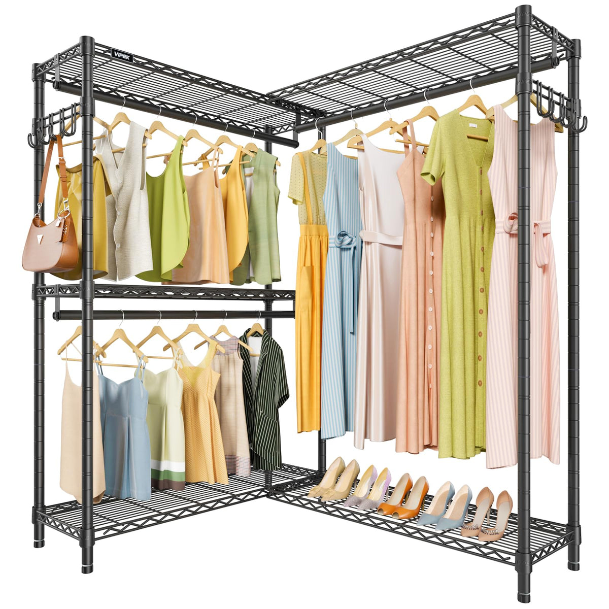 L4 Plus Clothes Rack L Shaped Garment Rack for Corner