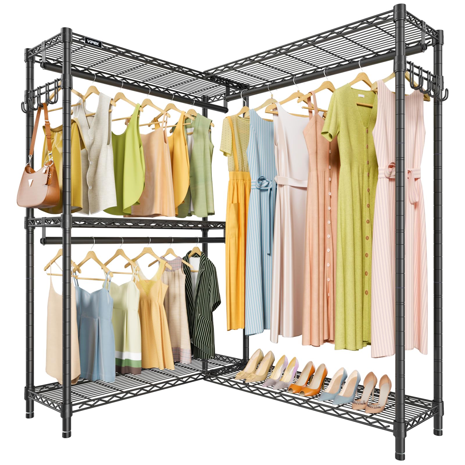 L4 Plus Clothes Rack L Shaped Garment Rack for Corner