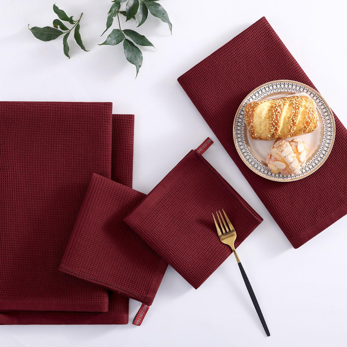 100% Cotton Kitchen Towels and Dishcloths Set (12 Count)