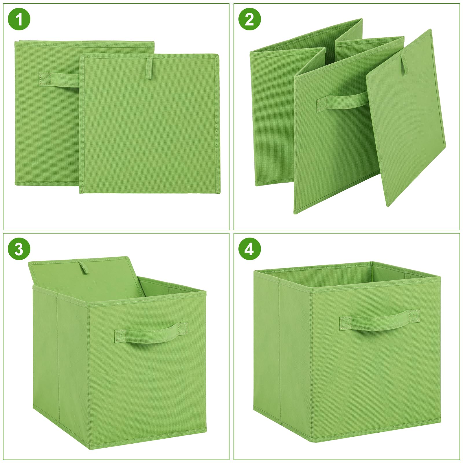 Fabric Storage Bins 6 Pack Fun Colored Durable Storage Cubes with Fabric Handles Foldable Cube Baskets for Home (6 Count)