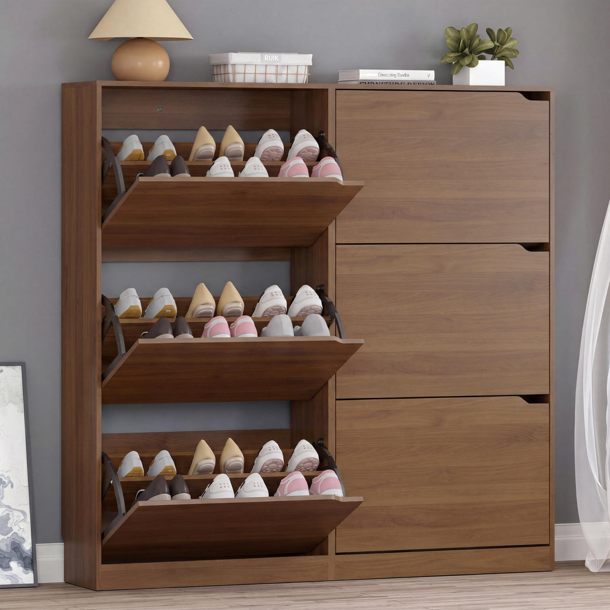 Shoe Cabinet with 6 Flip Drawers