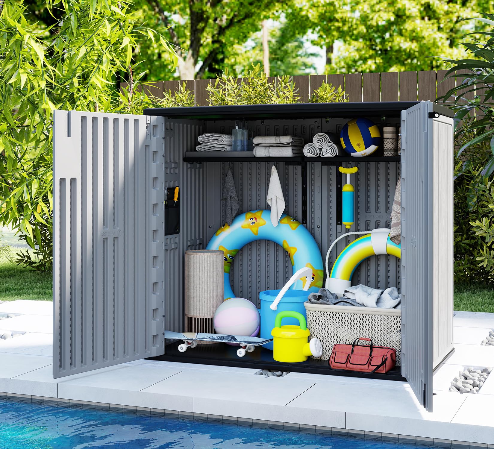 37 Cu.ft Outdoor Storage Cabinet with One Tool Kit