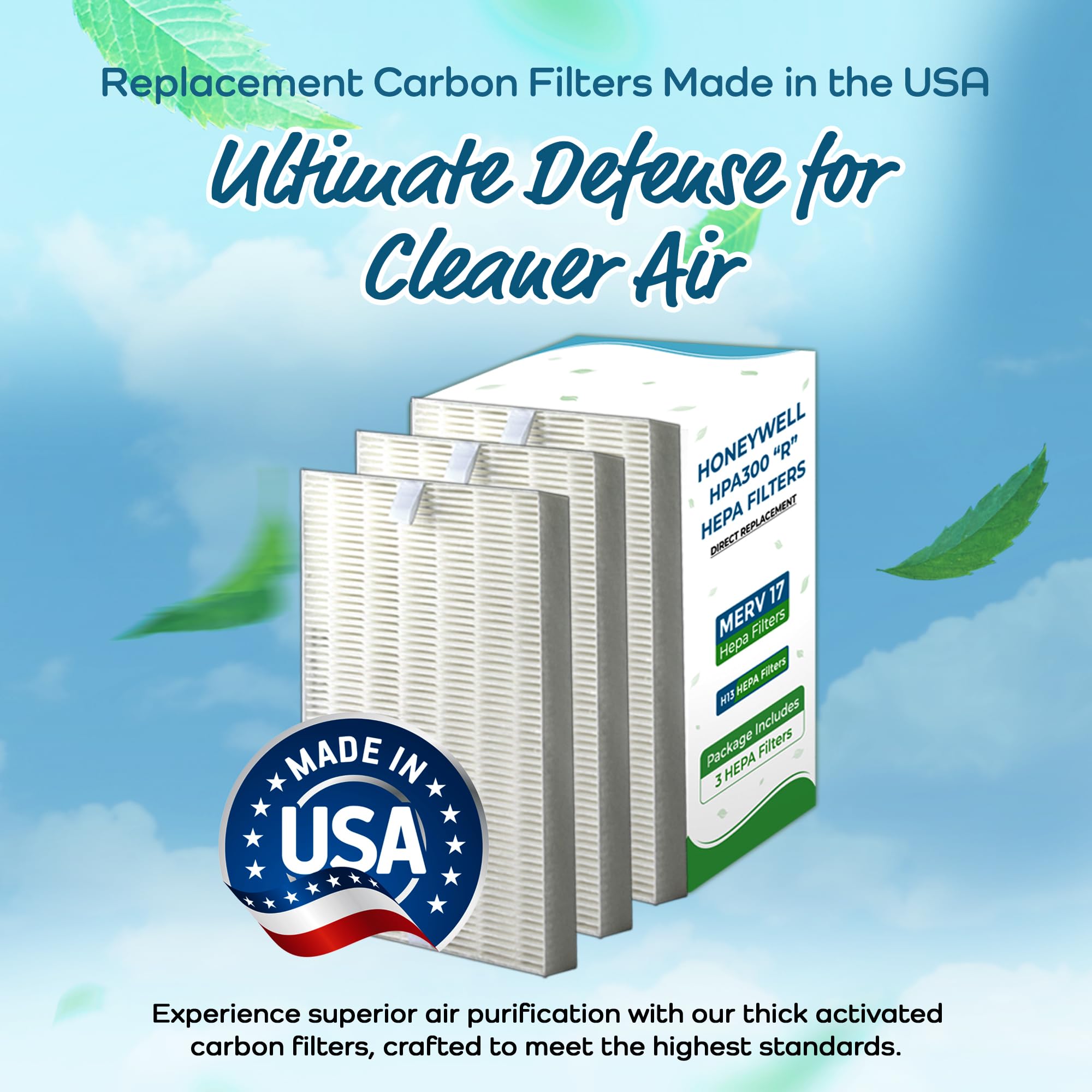 R" Replacement Air Filters Compatible with Honeywell Air Purifier HPA300 (3 Count)