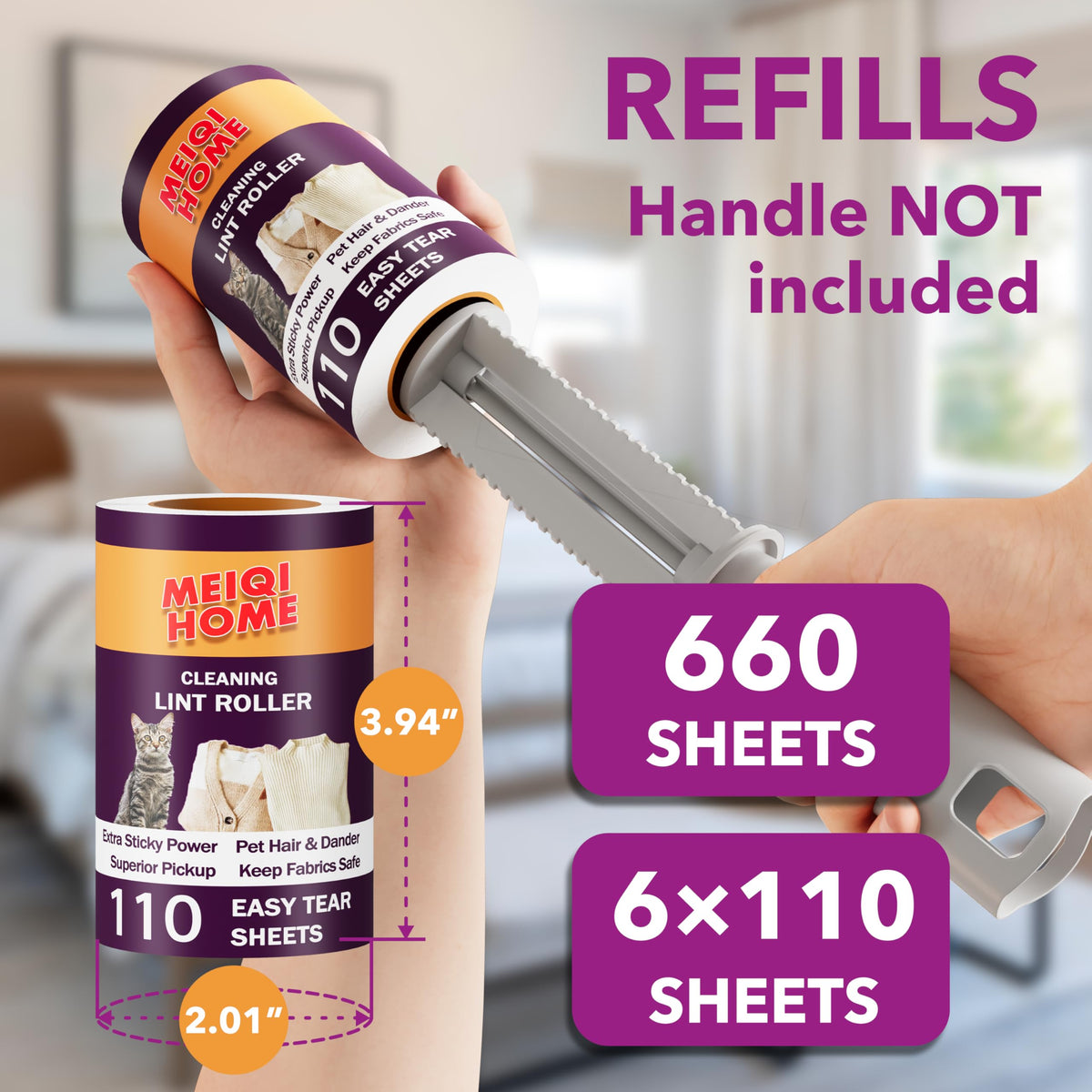 Extra Sticky Lint Roller Refills Only (660 Count)