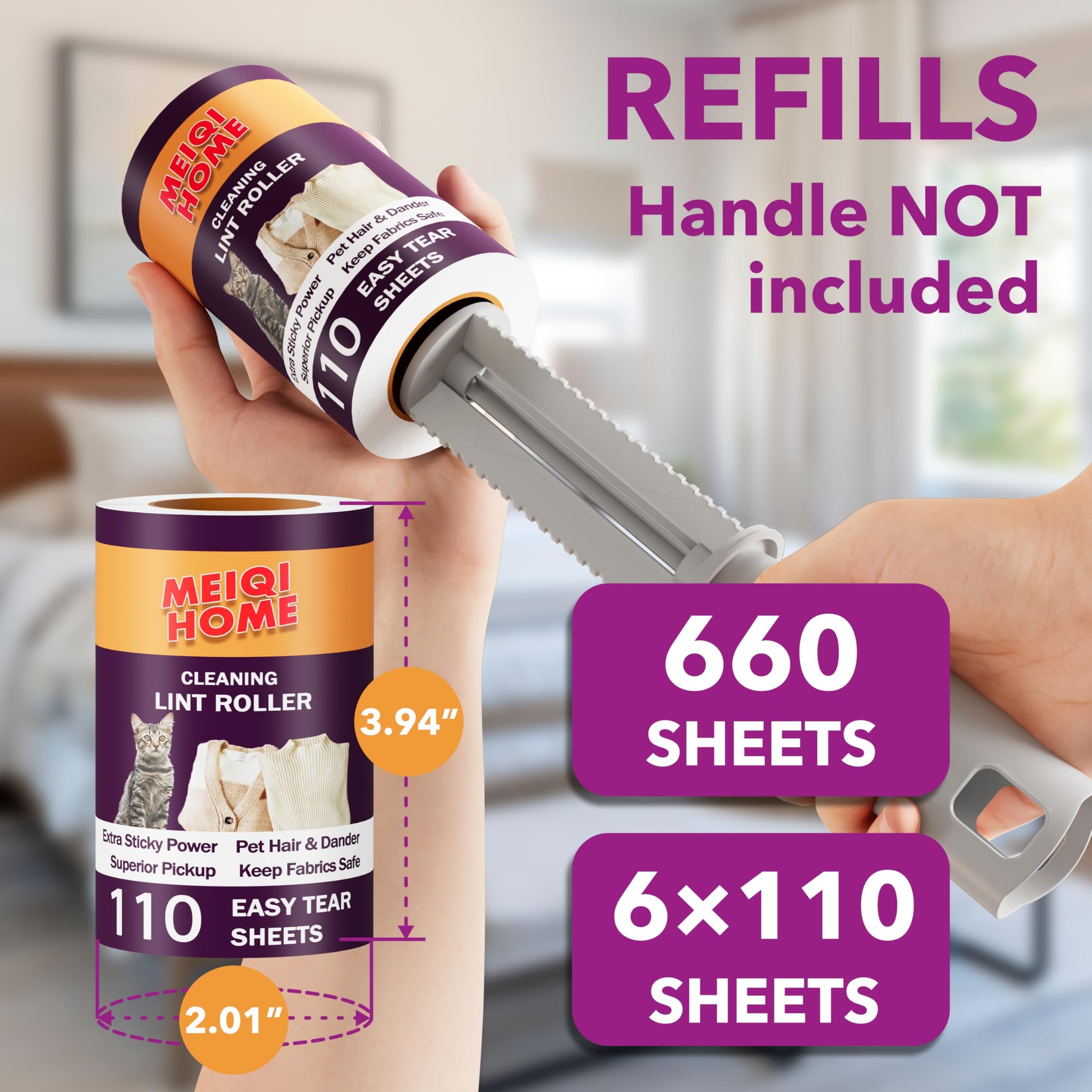 Extra Sticky Lint Roller Refills Only (660 Count)