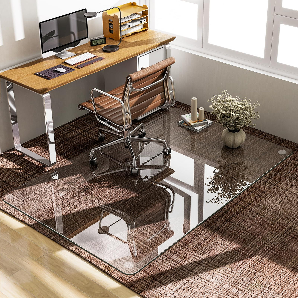 36"x55" Tempered Glass Office Chair Mat
