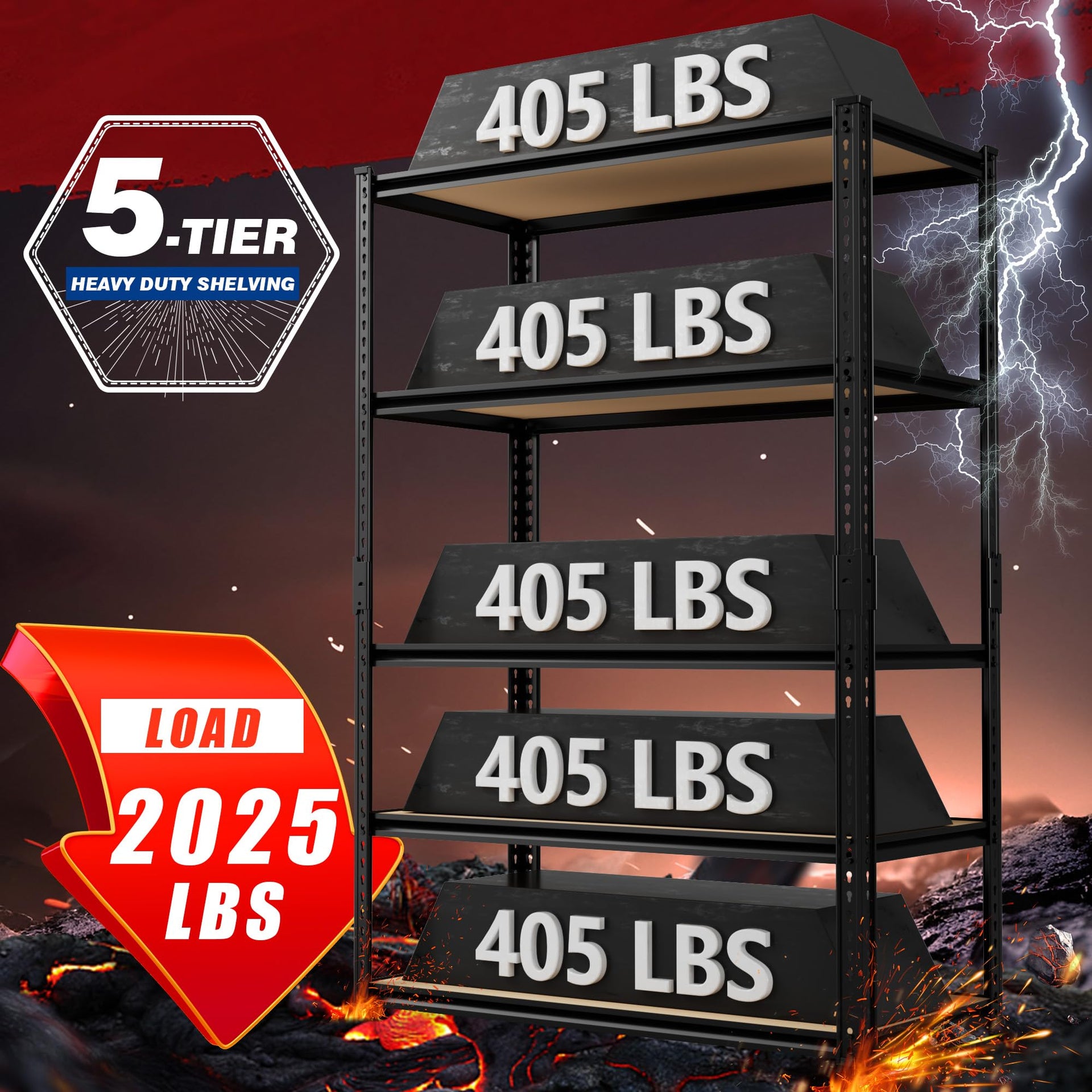 2025LBS Heavy Duty Garage Shelving 5