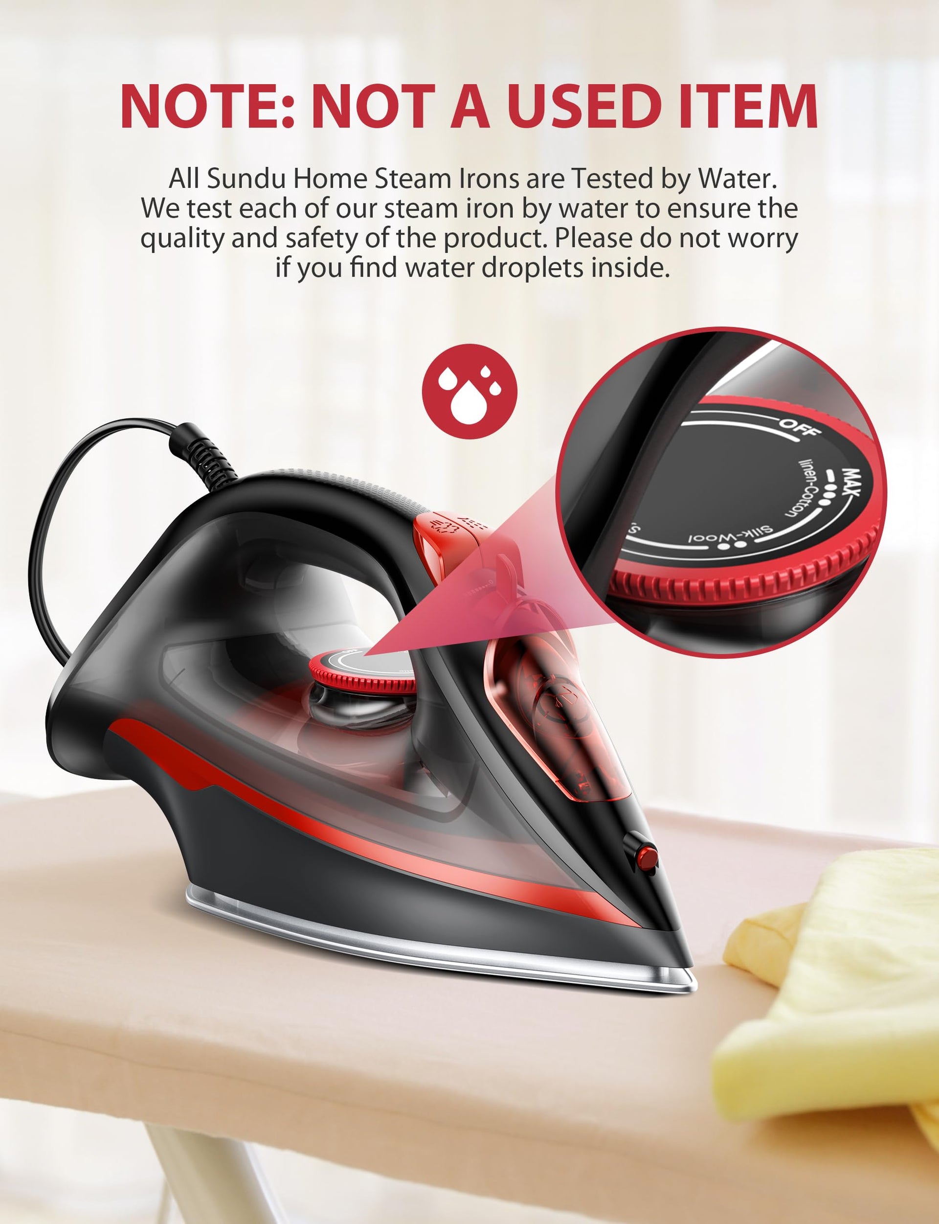 1500W Steam Iron with Ceramic Soleplate & Auto