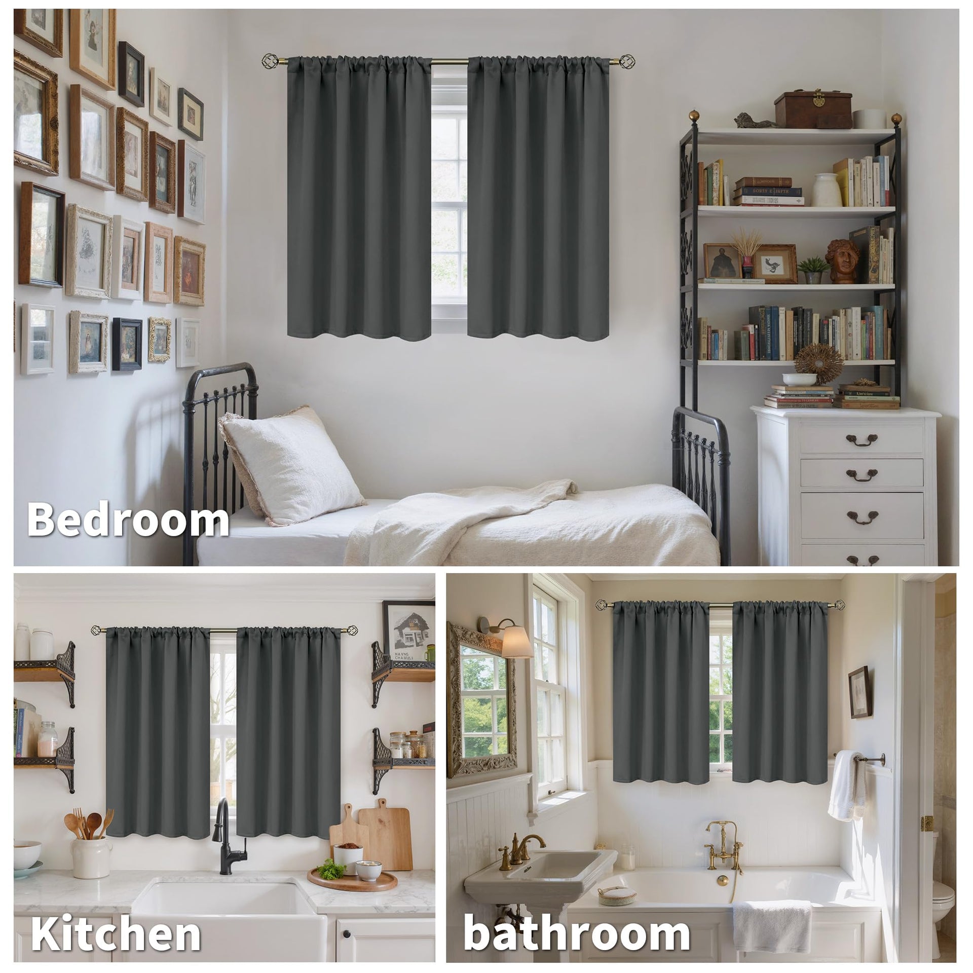 Small Window Curtains 36 Inches Long Cafe Drapes Rod Pocket (2 Count)