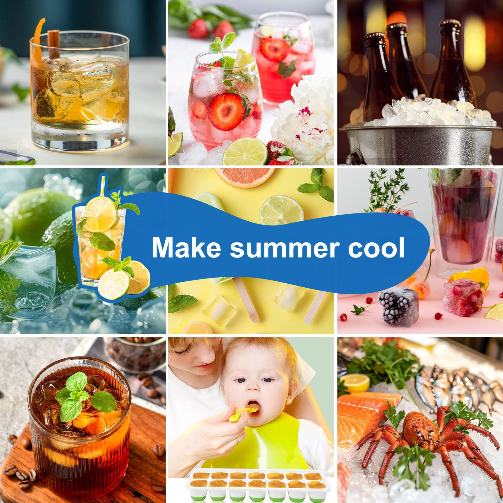 Ice Cube Trays with Lids for Freezer (5 Count)