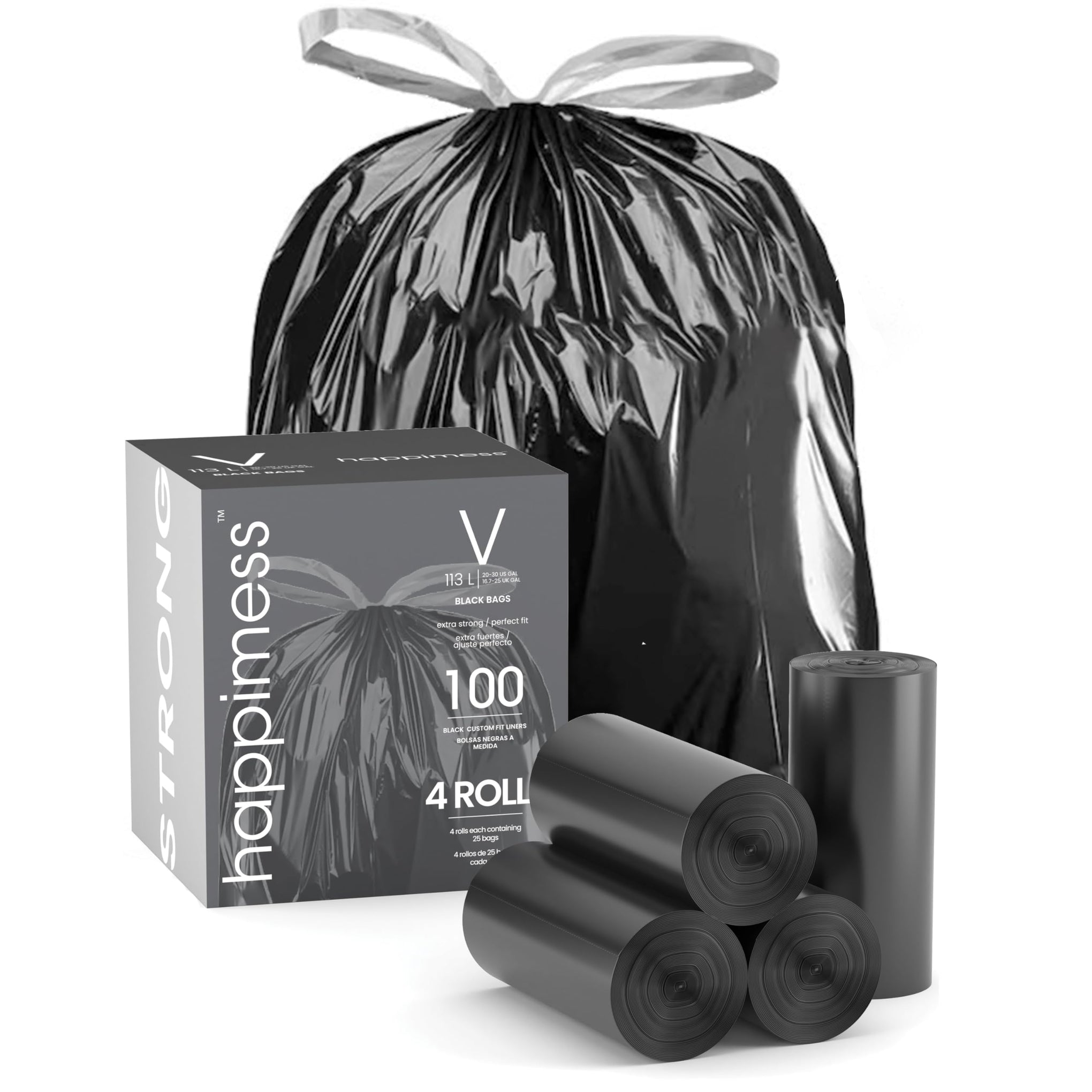 100 Count Unscented 30 Gal Drawstring Trash Can Liner