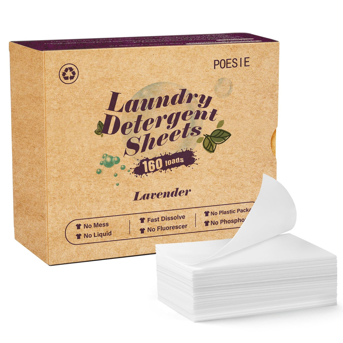 Laundry Detergent Sheets Lavender Scent 160 Count Soap Sheets Non