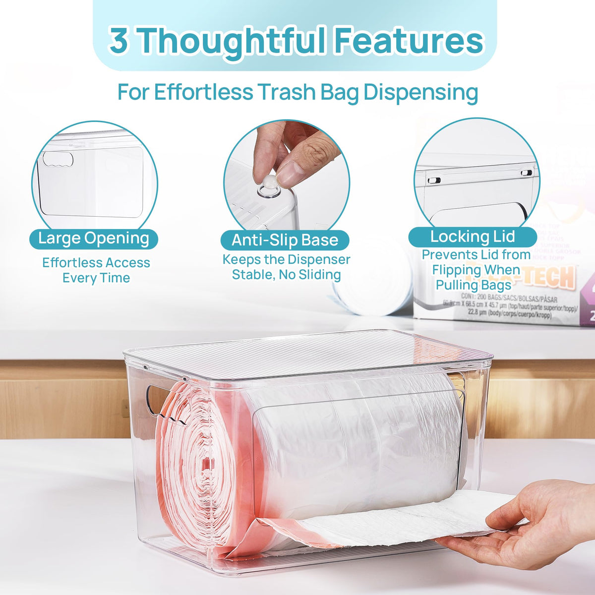 1 Pack Clear Trash Bag Holder