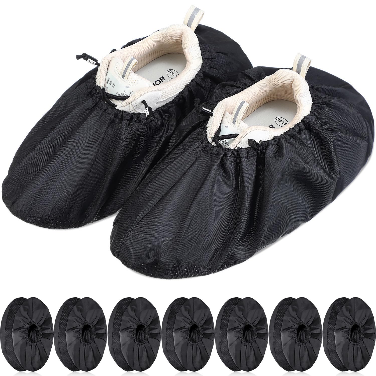 8 Pairs Non Slip Reusable Shoe Covers Waterproof Boot Covers for Household Carpet Floor Protection Machine Washable (8 Count)
