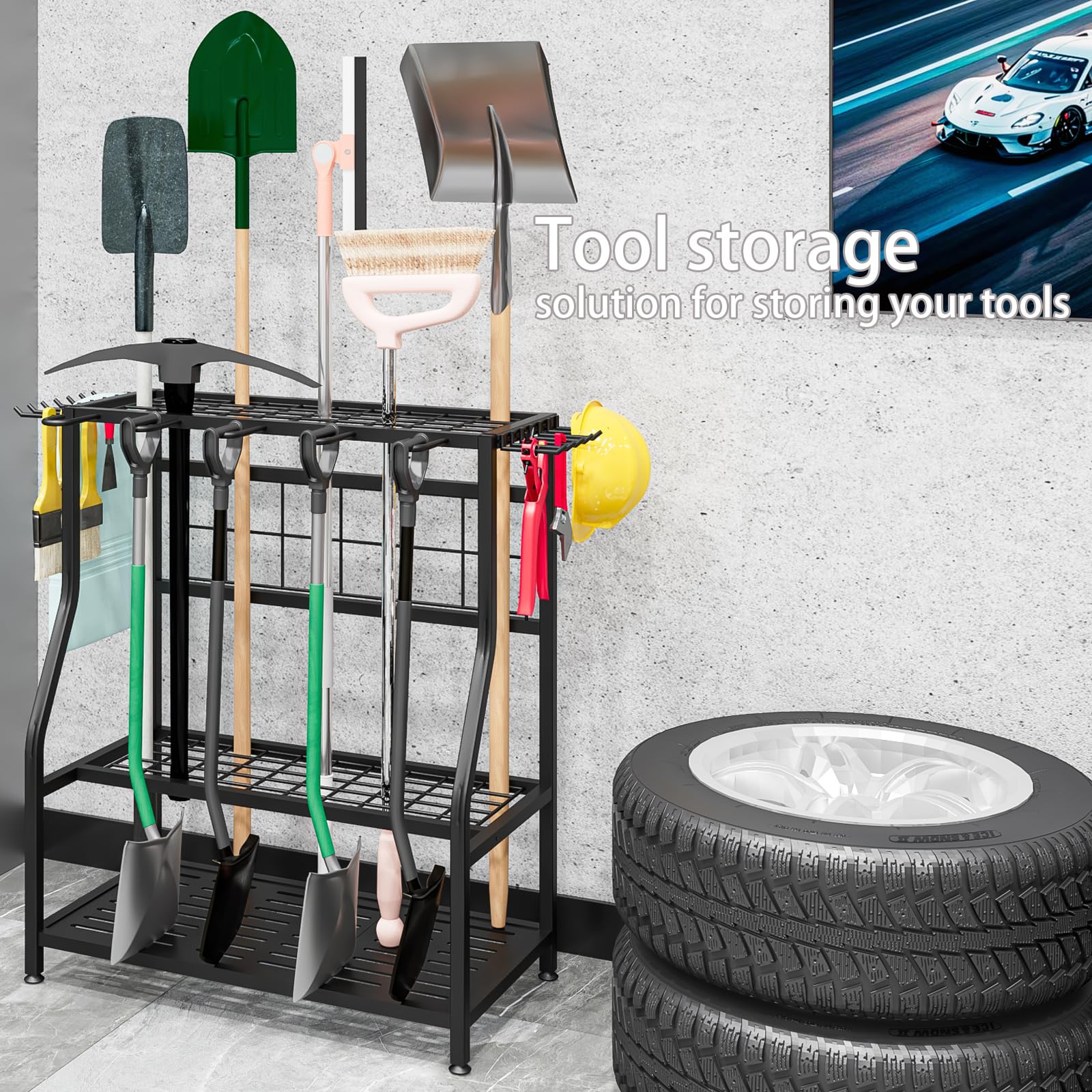 Garden Tool Organizer Yard Tool Tower Rack Shed Organization