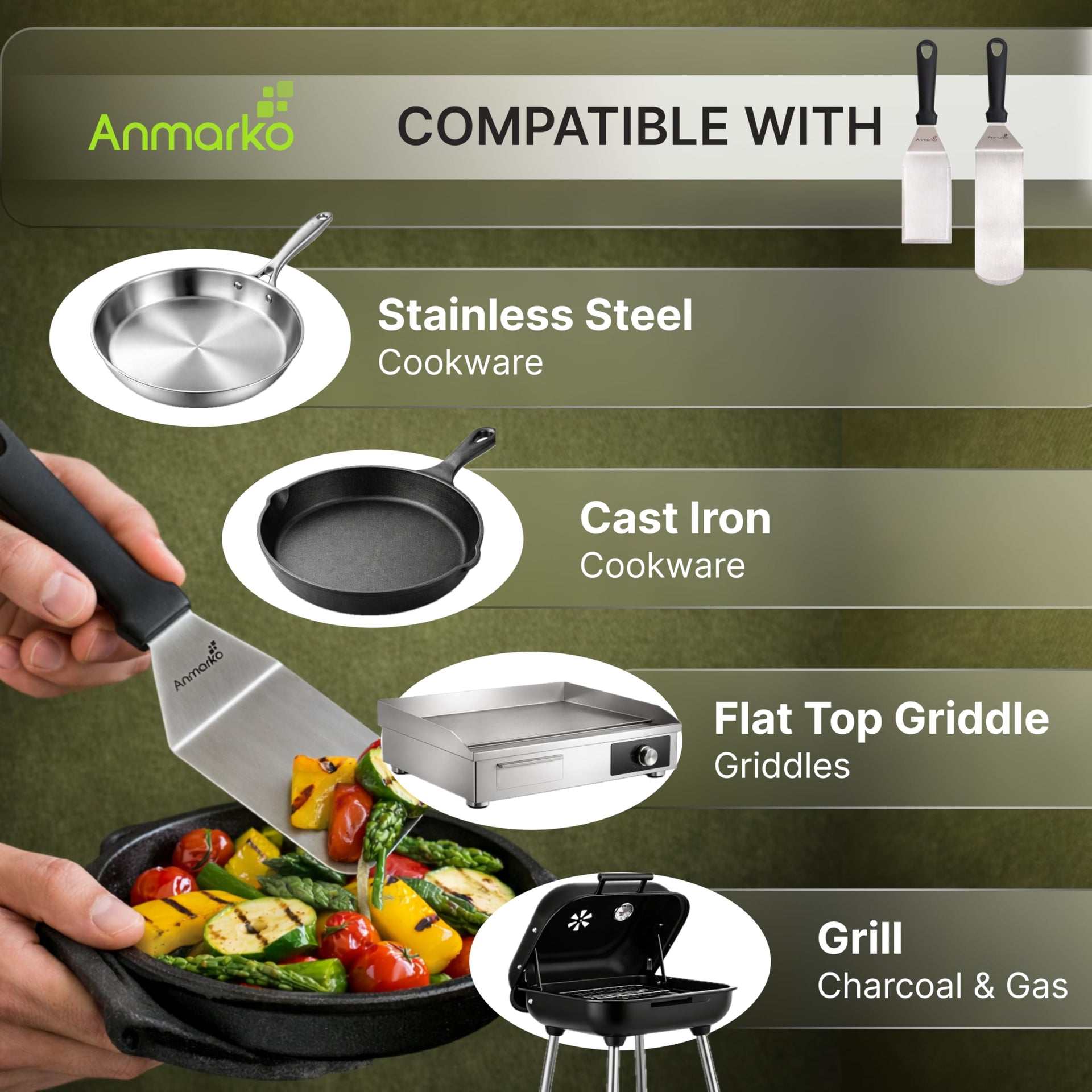 Metal Spatula Stainless Steel and Scraper (3 Count)
