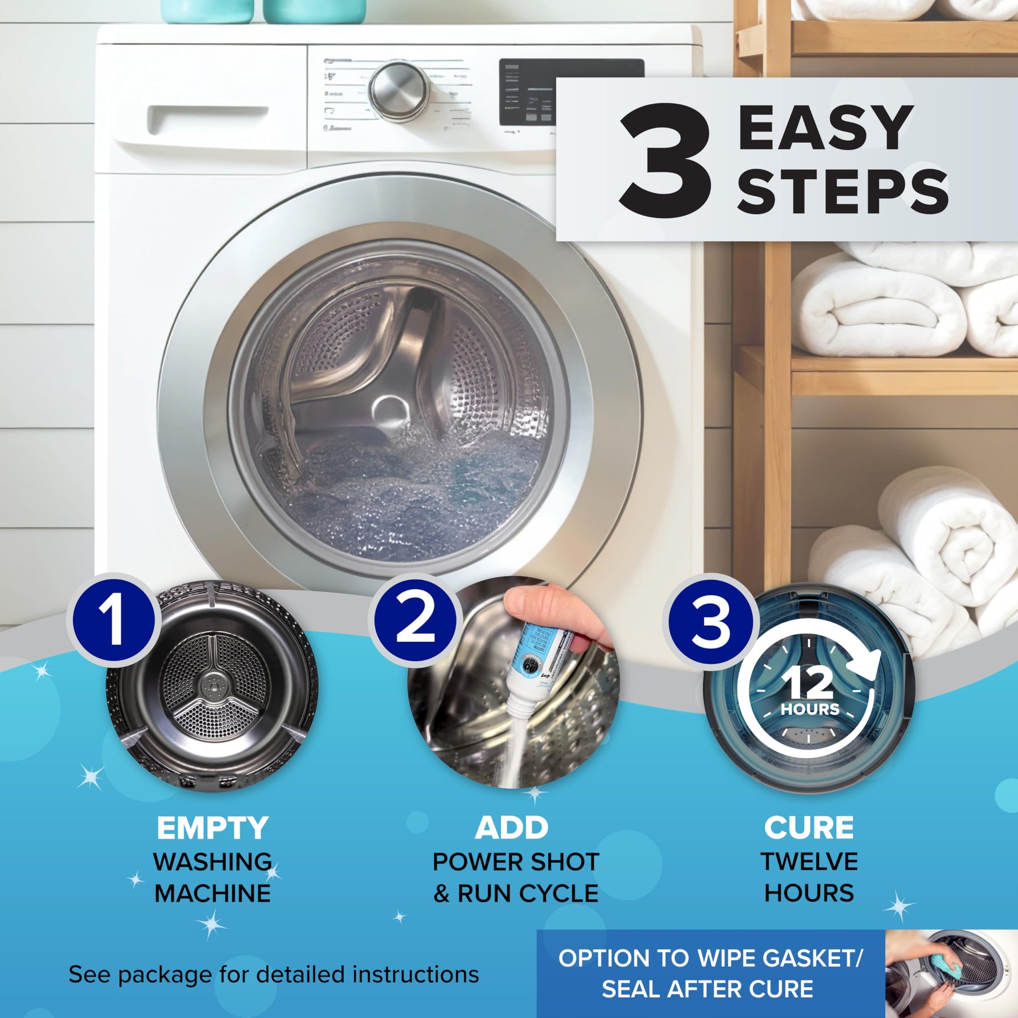 4-IN-1 Washing Machine Cleaner - Up to 90 Days of Protection Against Odors & Grime (4-Pack, 1-Year Supply) (8.4 Ounce)