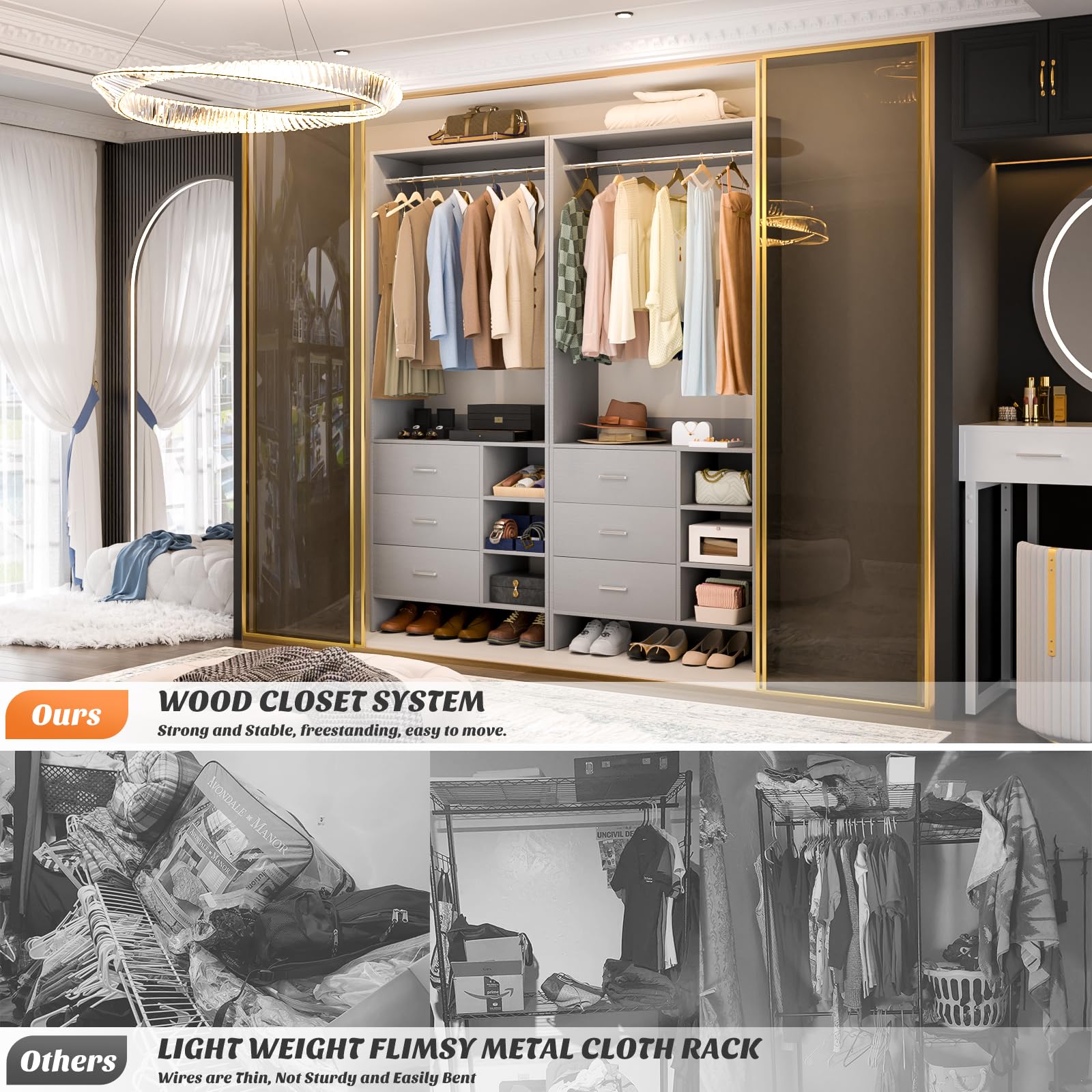 2.5FT Closet System with 3 Drawers