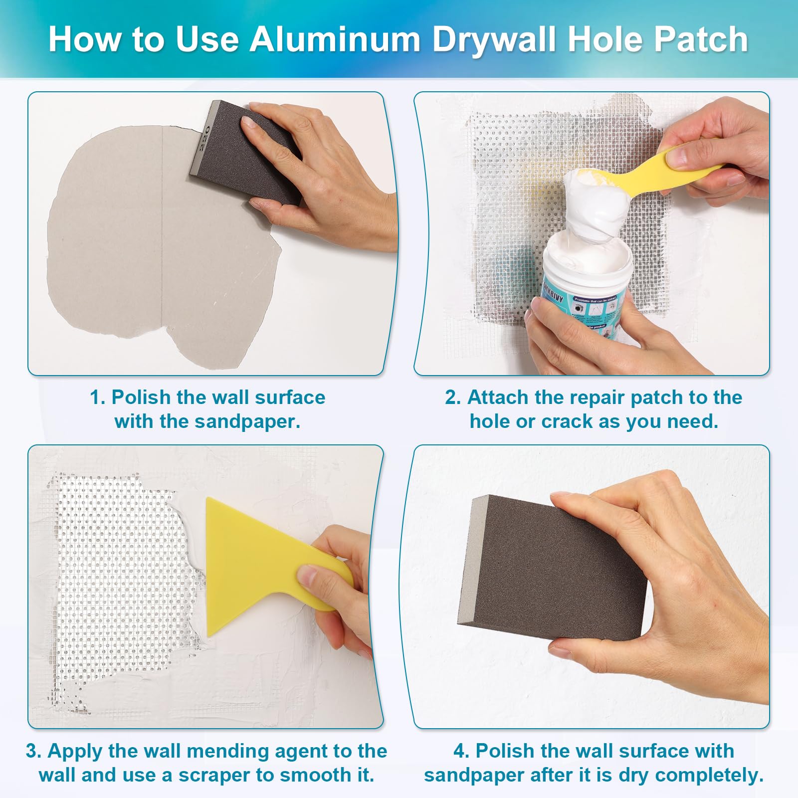 37 Pcs Drywall Repair Kit with 12"x12" Dry Wall Panel