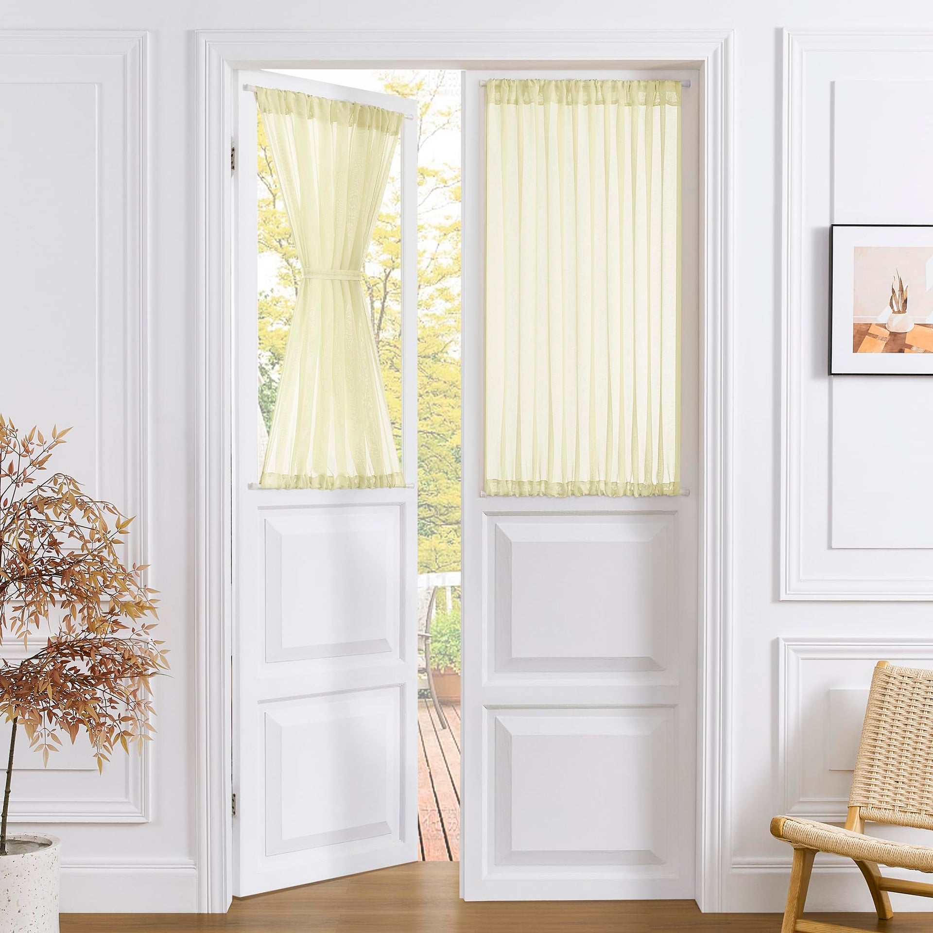 Sheer Door Curtains Closet Linen Textured Curtain Sheers Doorway Light Filtering Voile French Doors Rod Pocket Curtains Patio Glass Door