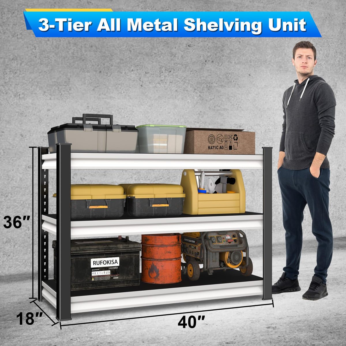 40" W Garage Shelving Heavy Duty