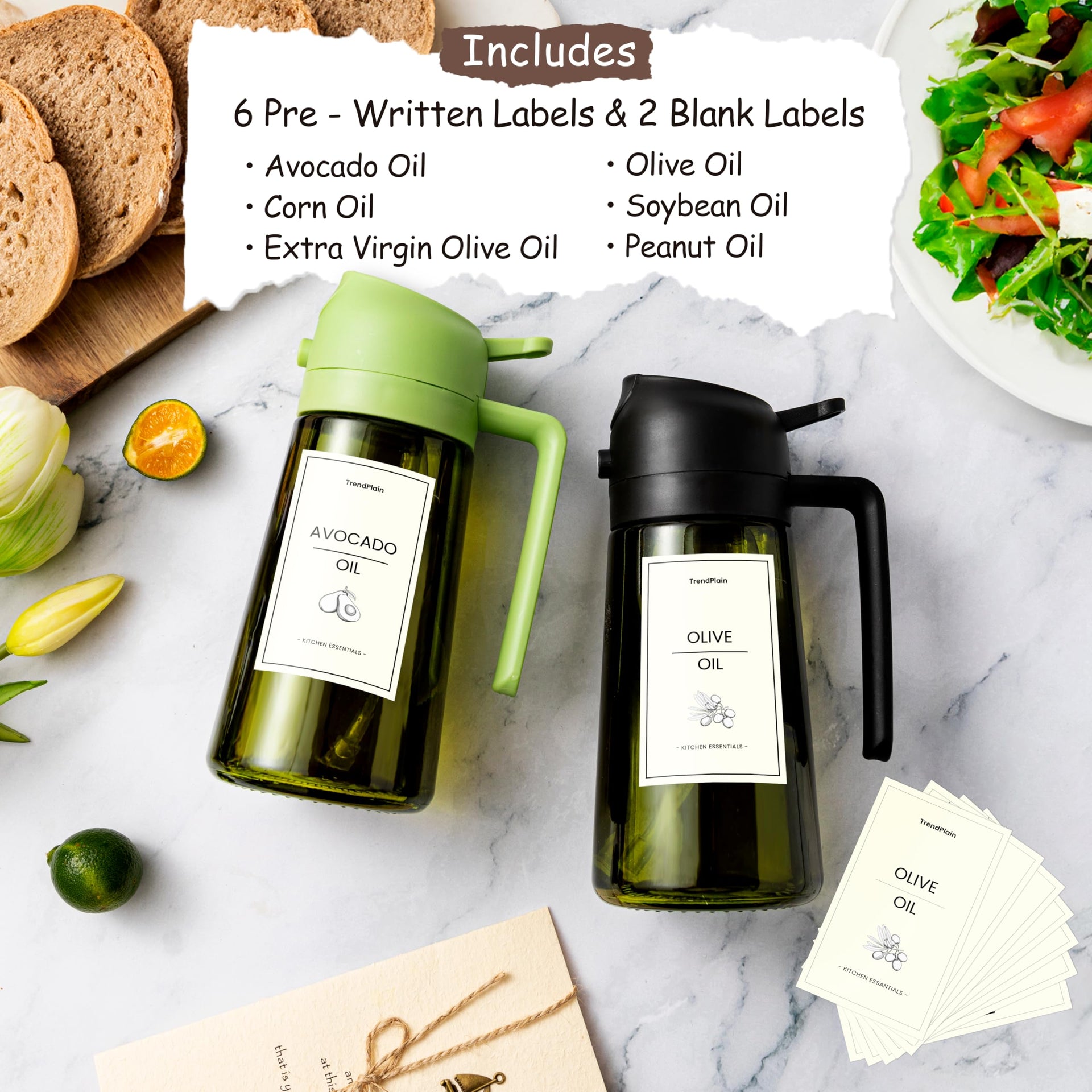 16oz Olive Oil Dispenser for Kitchen (2 Count)