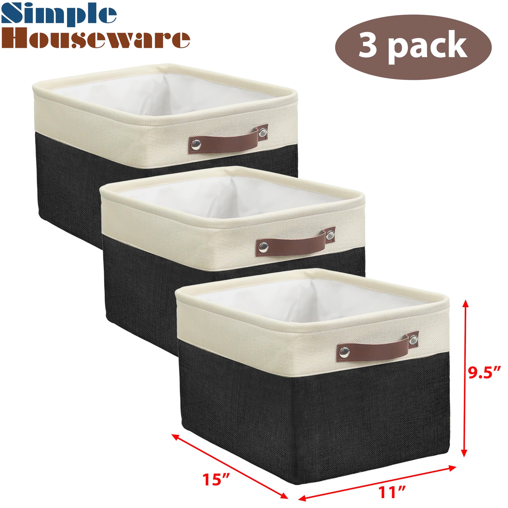 15" x 11" Large Fabric Storage Bin (3 Count)