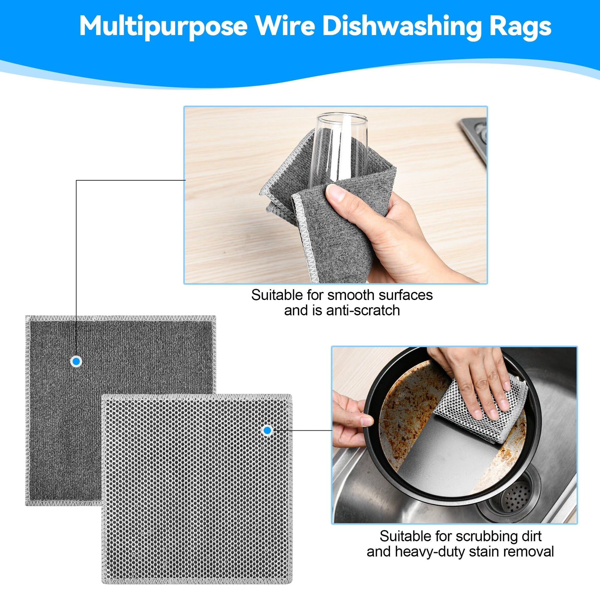 Stainless Steel Scrubber and Cleaning Rags (6 Count)
