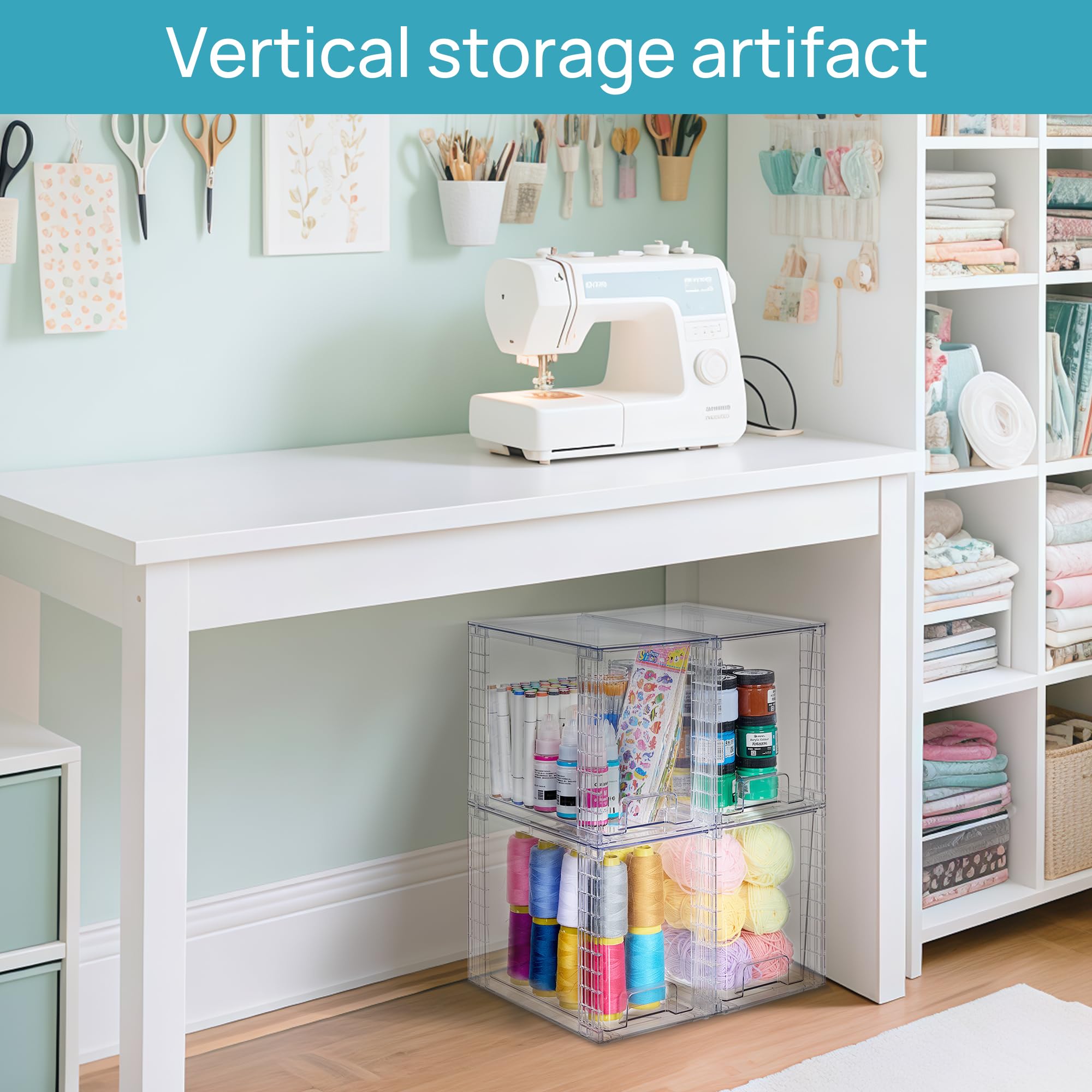 4 Pack Clear Stackable Storage Drawers (4 Count)