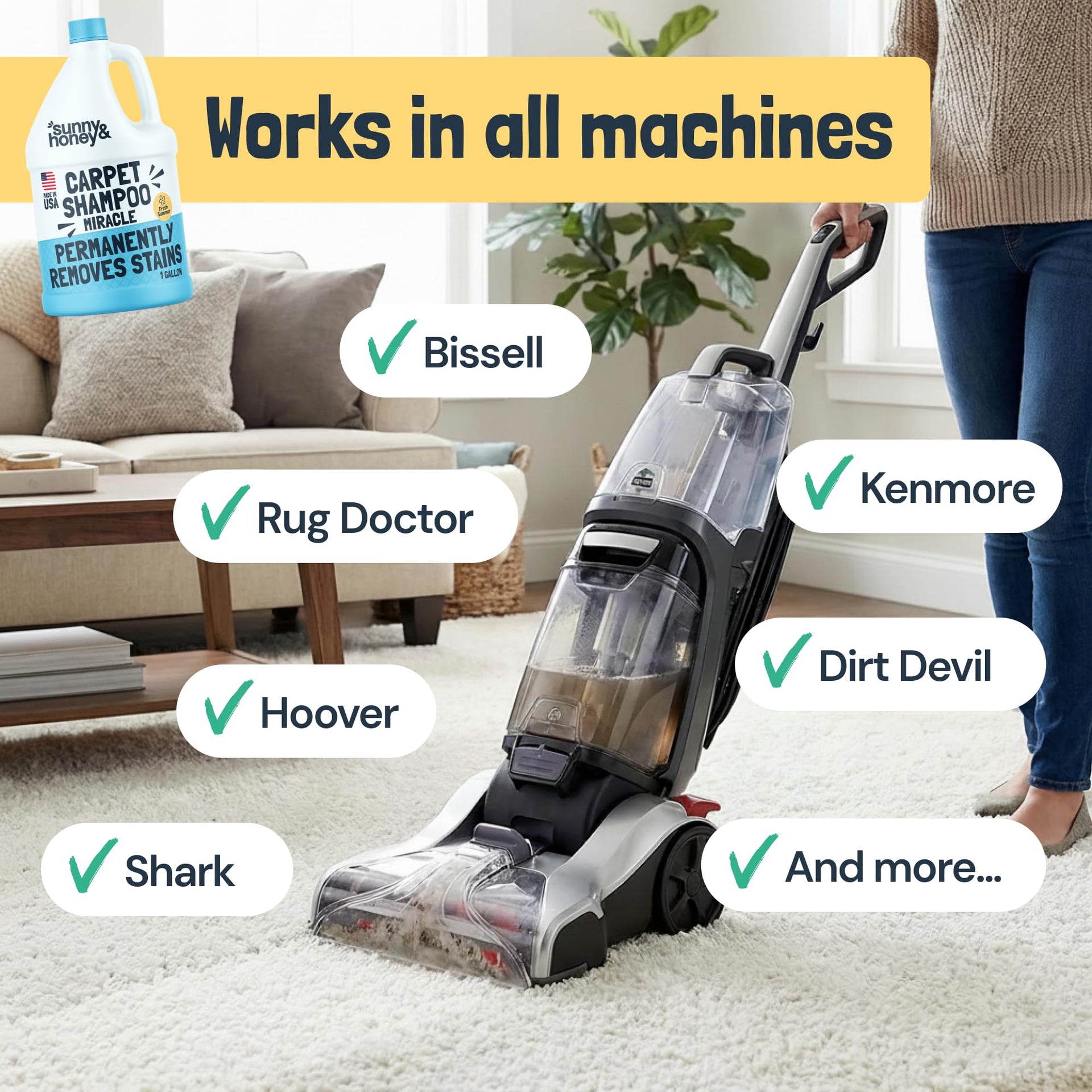 Carpet Cleaner Shampoo Solution for Machines (128 Fl Oz) - ModHome Supplies