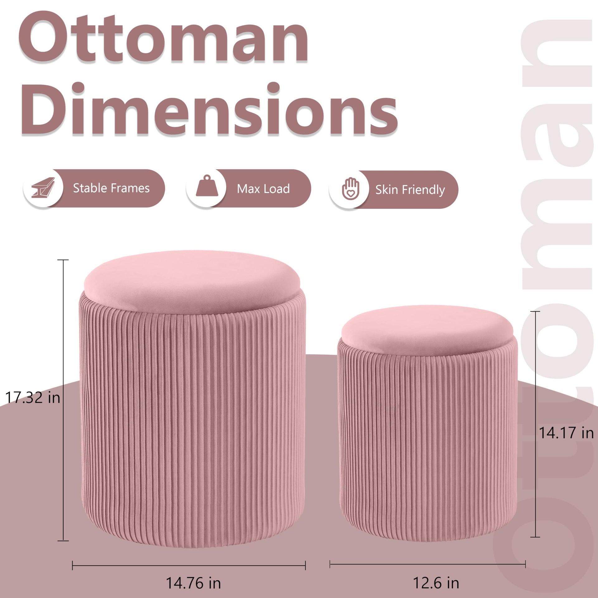 Round Ottoman with Storage Set of 2