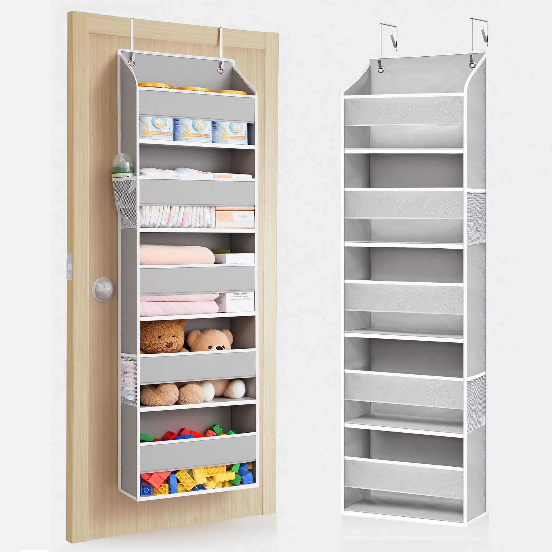 1 Pack Over Door Organizer Hanging Storage Light Gray