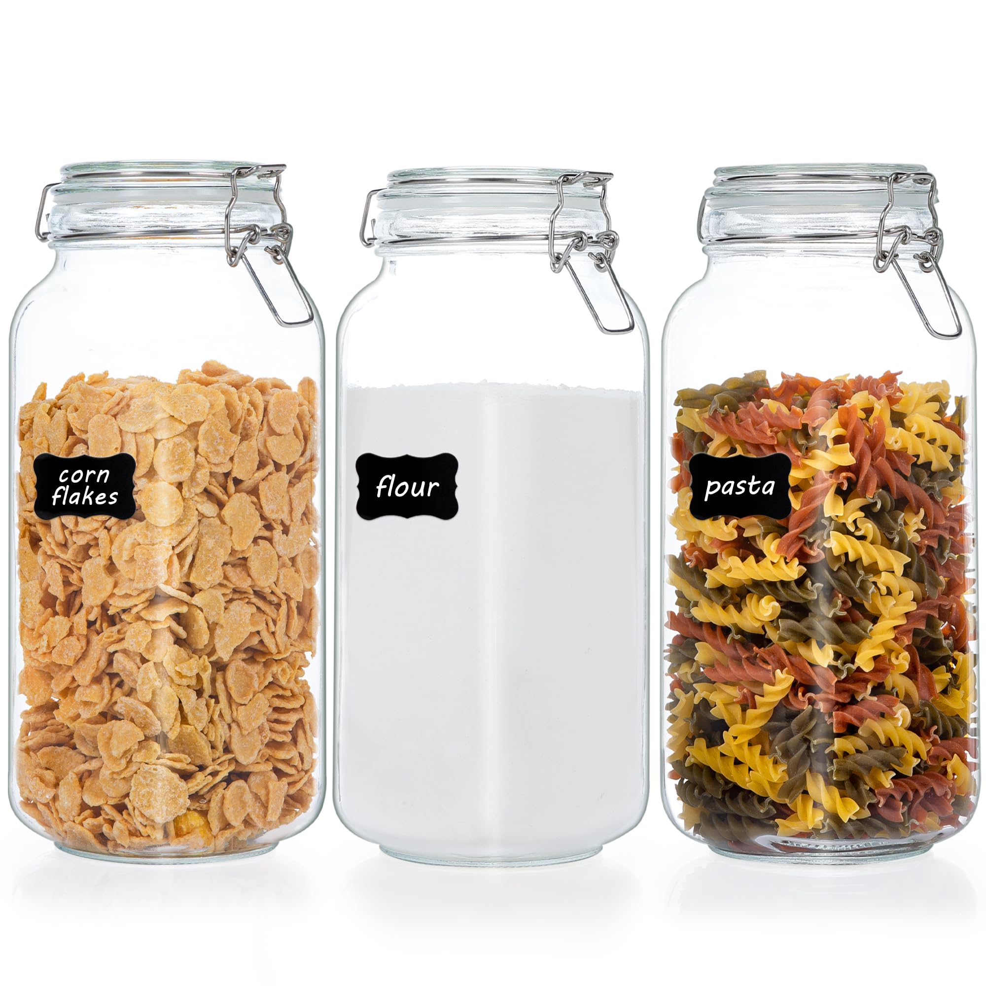 78oz Glass Food Storage Jars with Airtight Clamp Lids (3 Count)