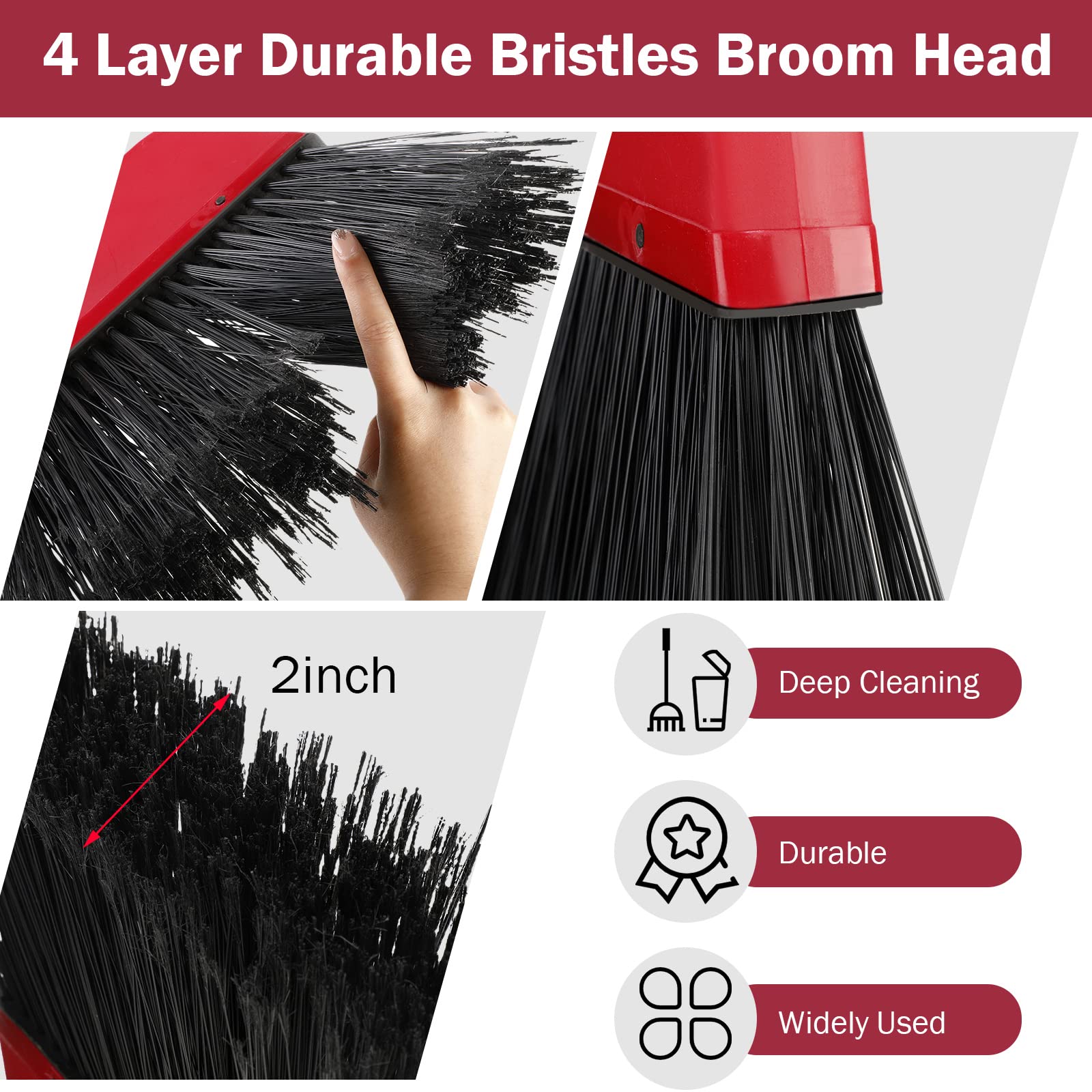 8 Pcs Outdoor Broom for Floor Cleaning 54 Inch Commercial Heavy Duty Broom Long Handle Kitchen Household Angle Brooms for Sweeper Sweeping Indoor Dust Hair Cleaner Corn Shop