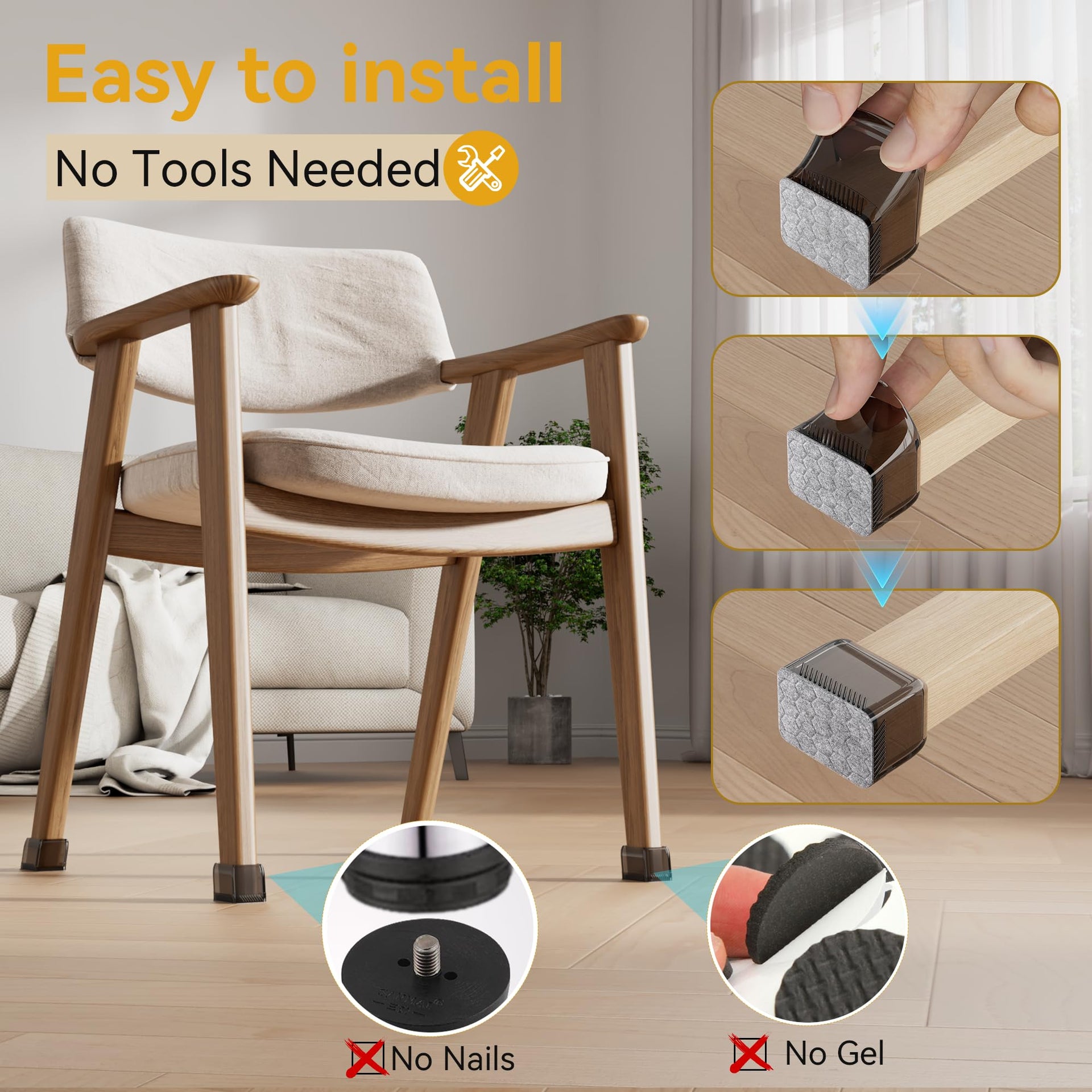 24PCS Rectangular Chair Leg Floor Protectors (24 Count)