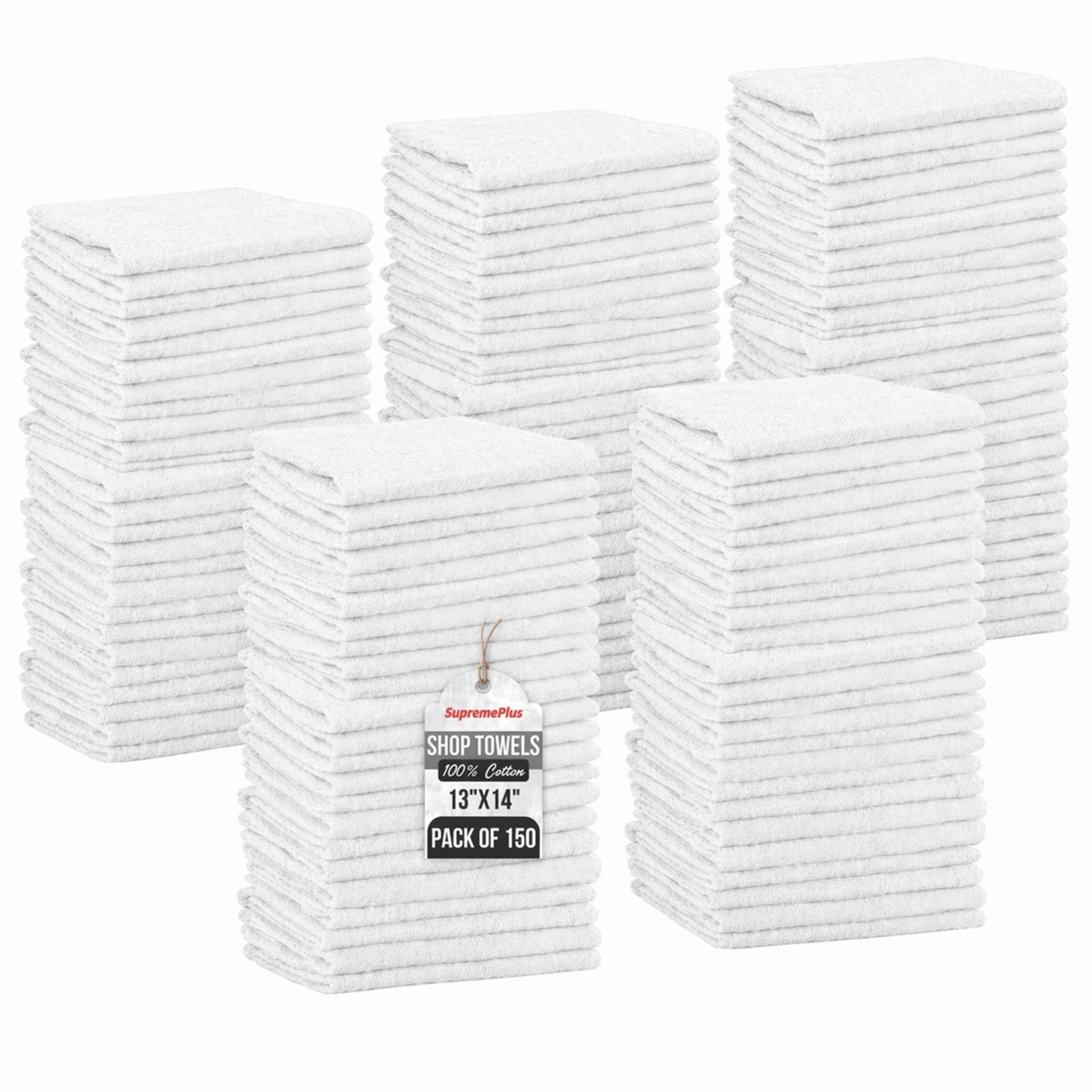 Premium White 100% Cotton Shop Rags Bulk (150 Count)