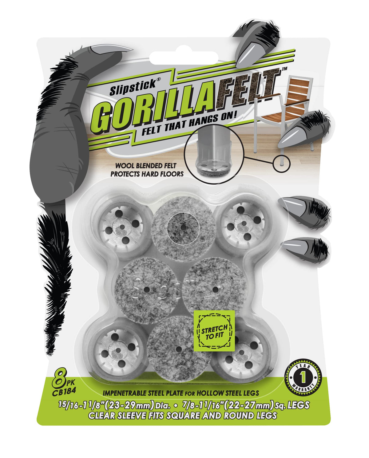 GorillaFelt Chair Leg Floor Protectors for Hardwood Floors