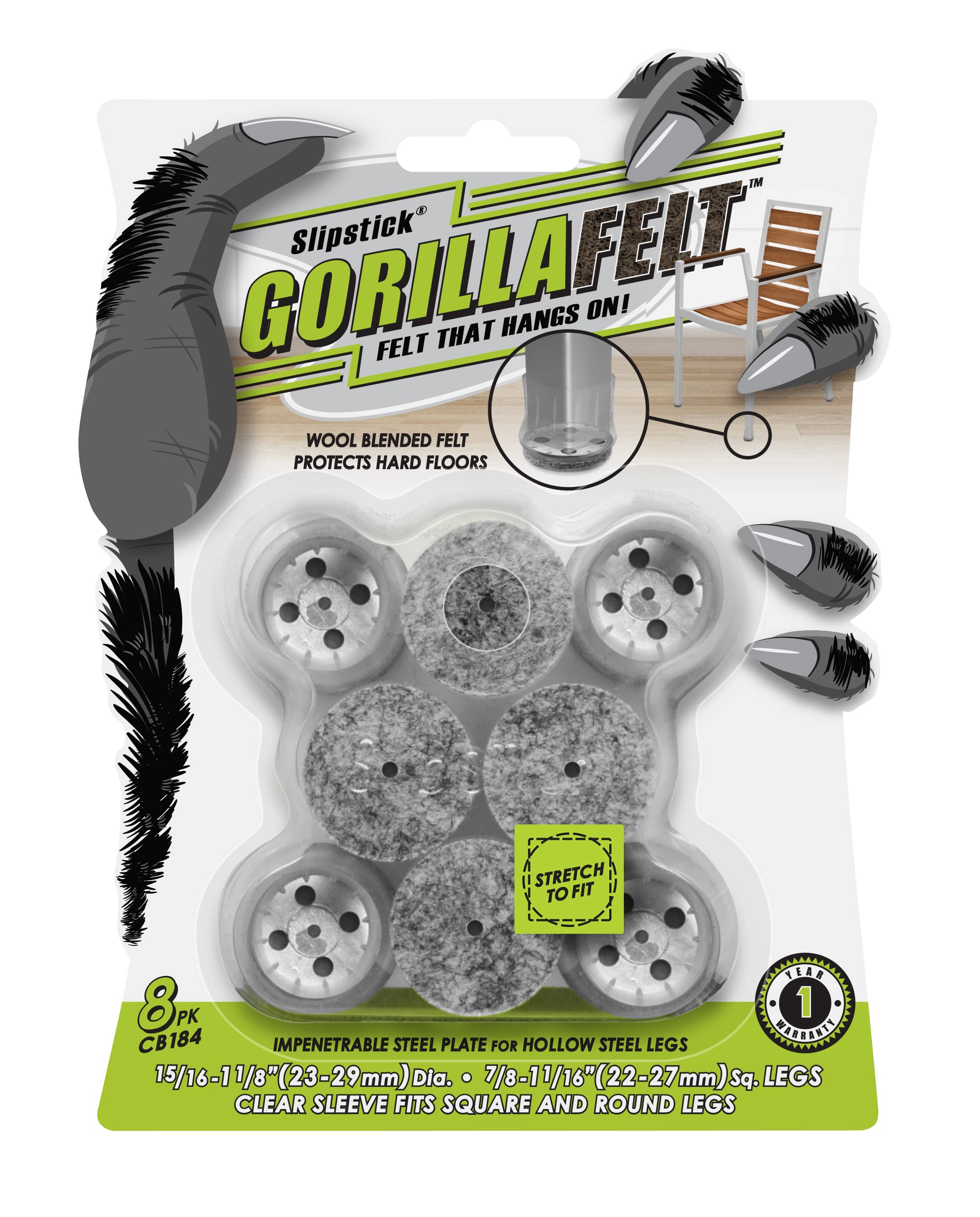 GorillaFelt Chair Leg Floor Protectors for Hardwood Floors
