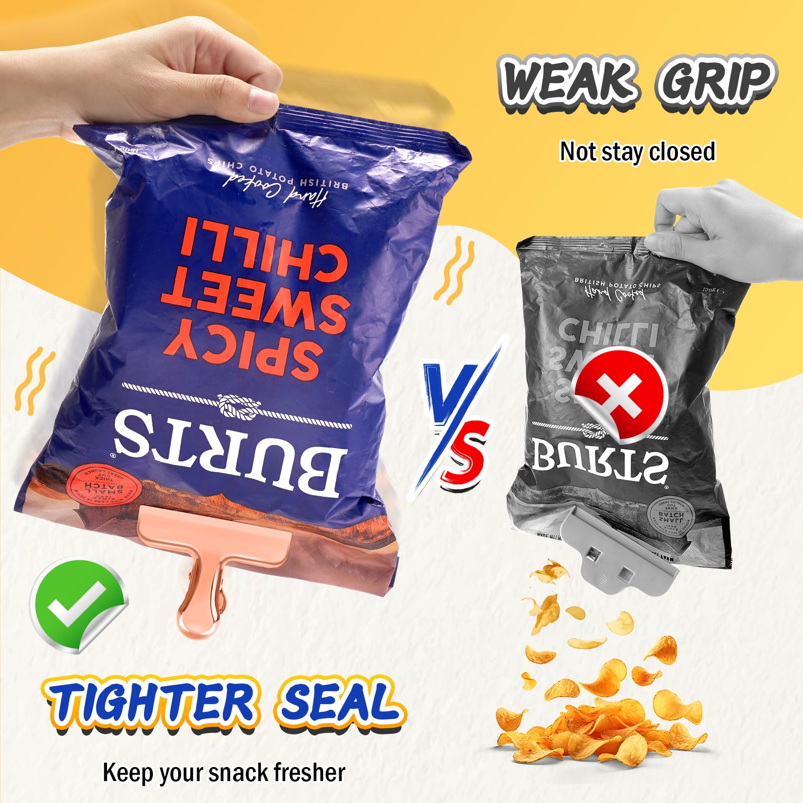 12 Pack Stainless Steel Chip Bag Clips (12 Count)
